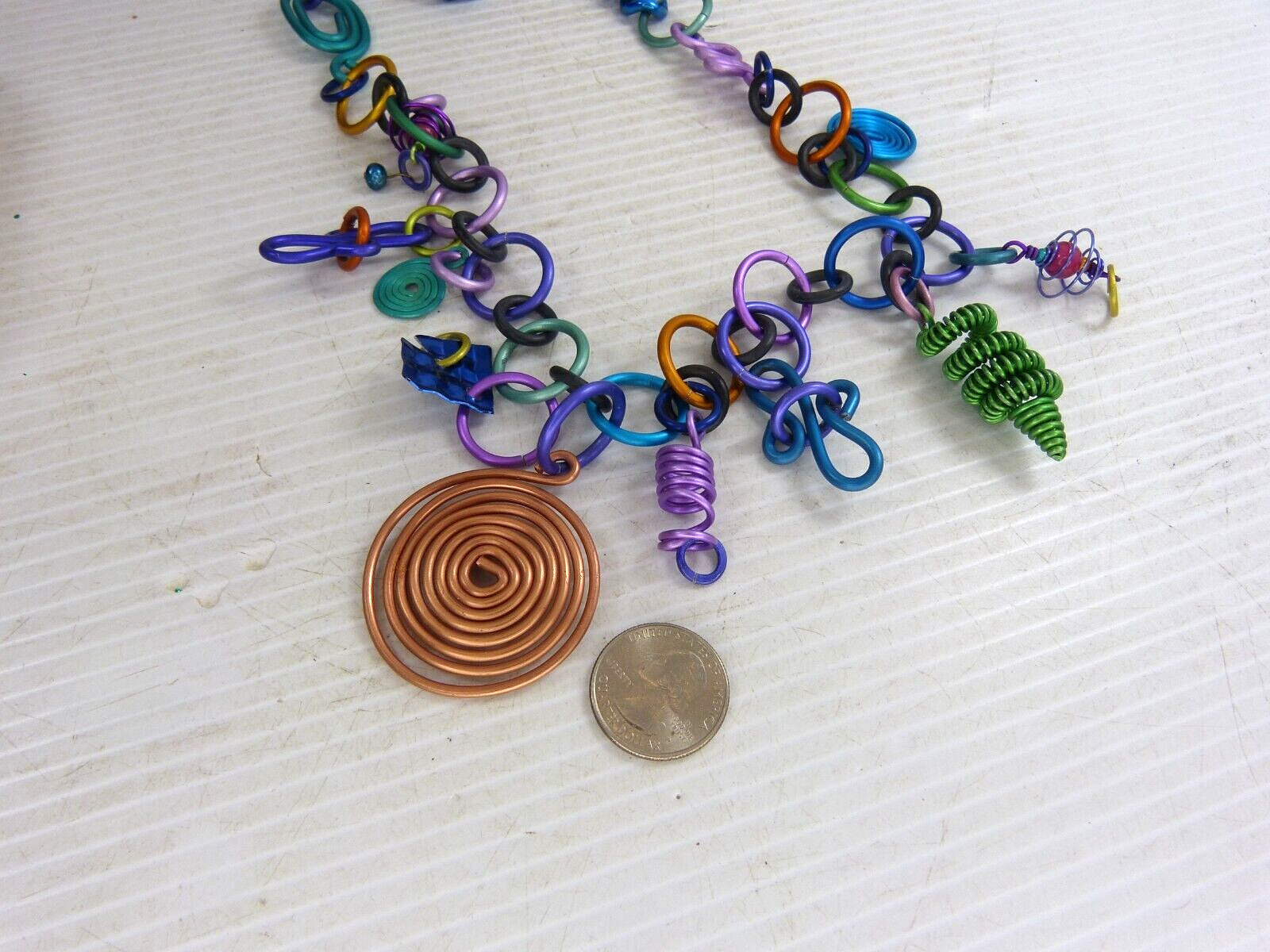 Vintage Multi Color Anodized Aluminum Necklace Estate Find ! Spada ??