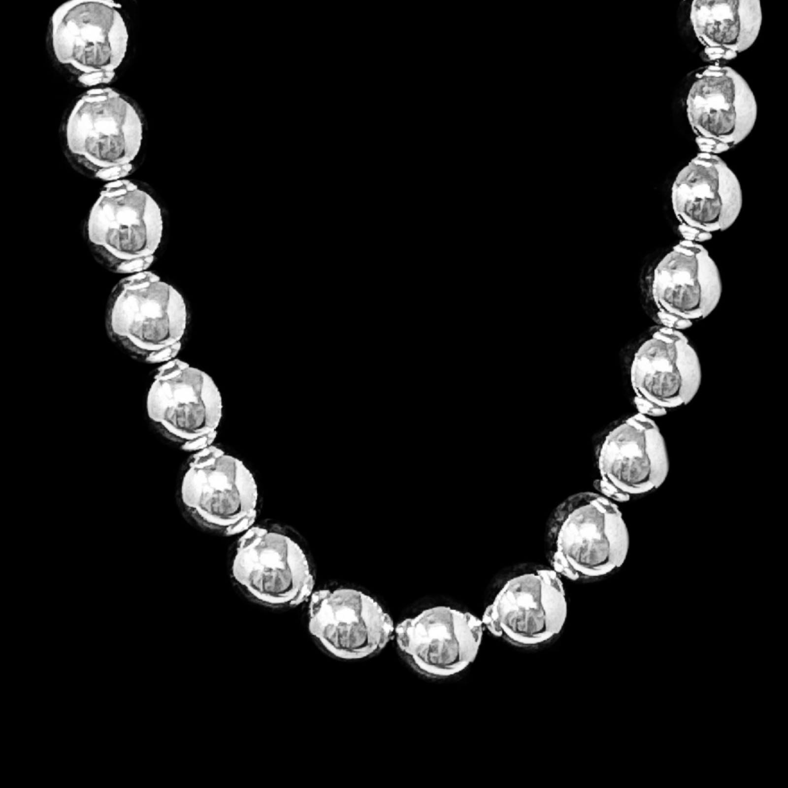 Vintage 16″ Necklace Heavy Silver Tone 16mm Bead 64 Grams NOS Bridesmaids Gift