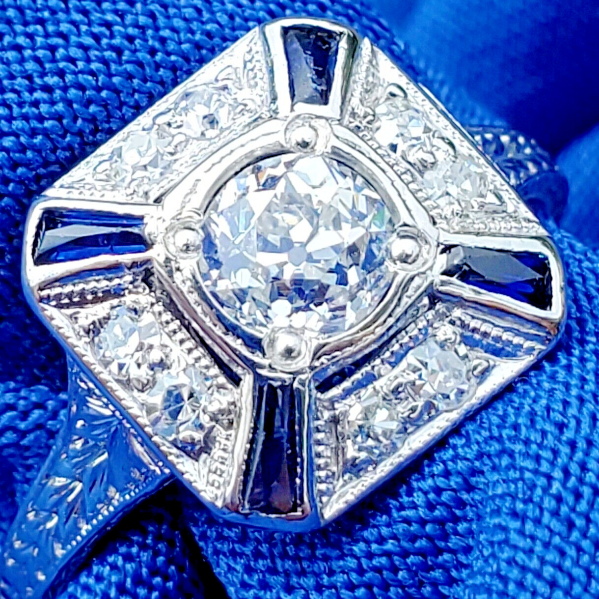 Original EARTH MINED DIAMOND Deco PLATINUM Engagement Ring Vintage Solitaire 5
