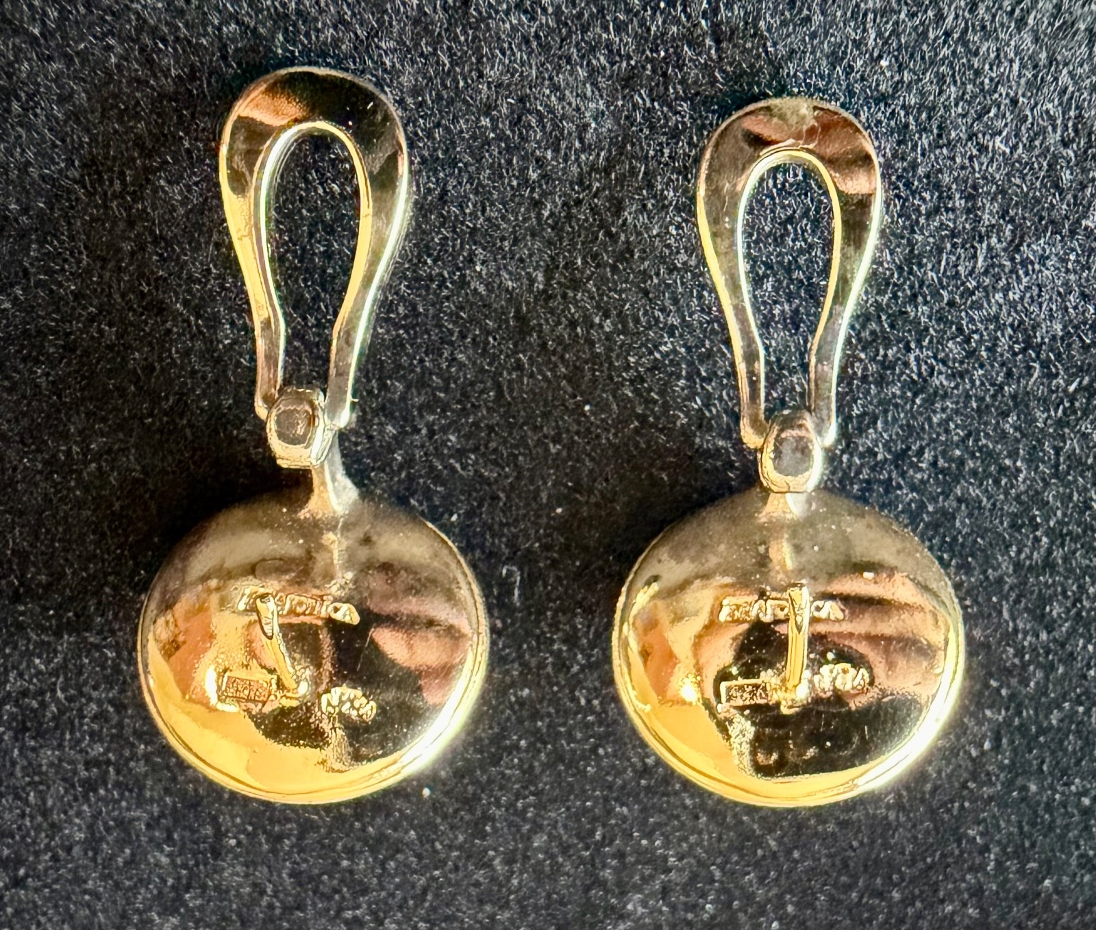 Vintage Majorica Pearls 925 Sterling Gold Wash Omega Back Pierced Earrings Spain