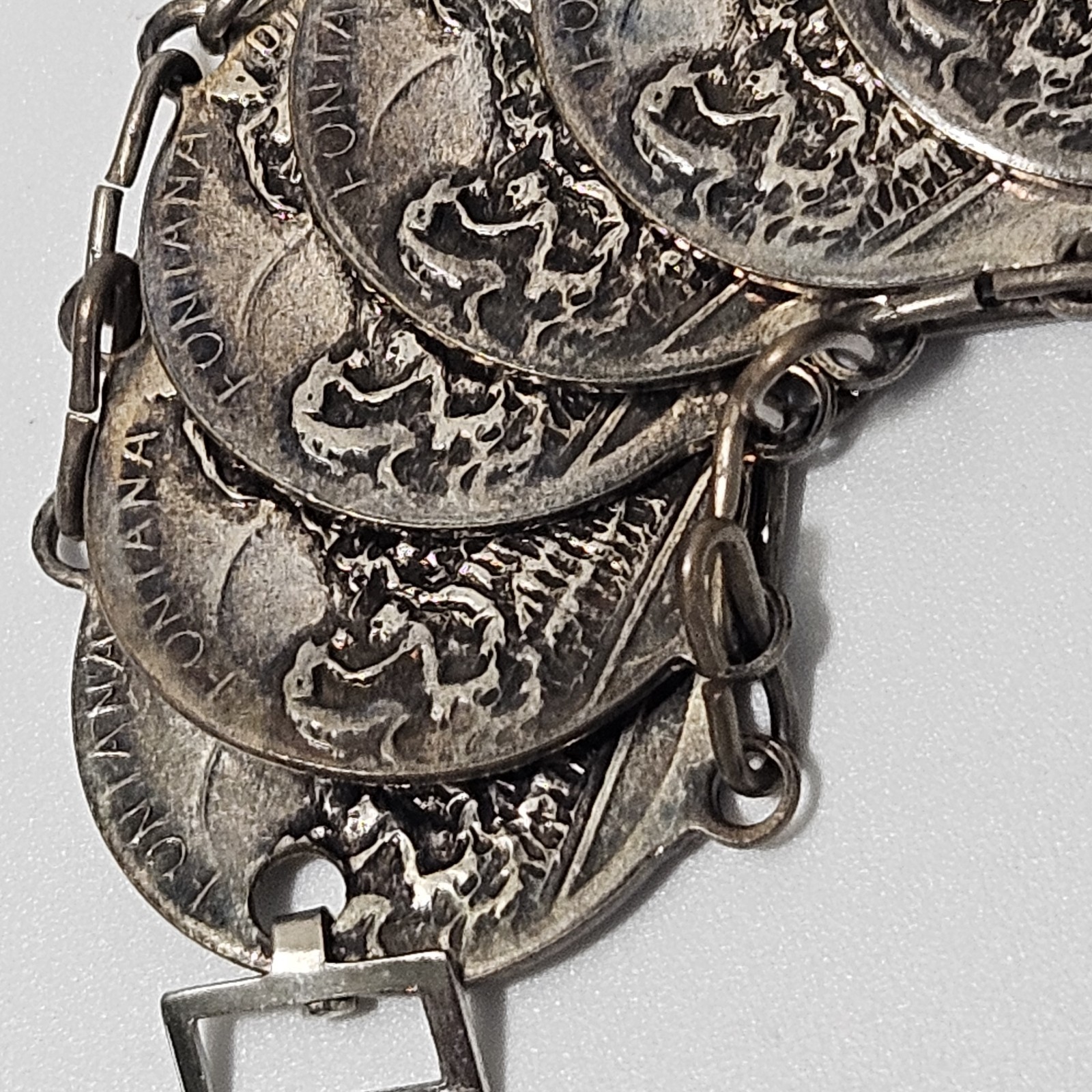 Vintage Roma Rome Coin Link Bracelet Fold Over Clasp 7″