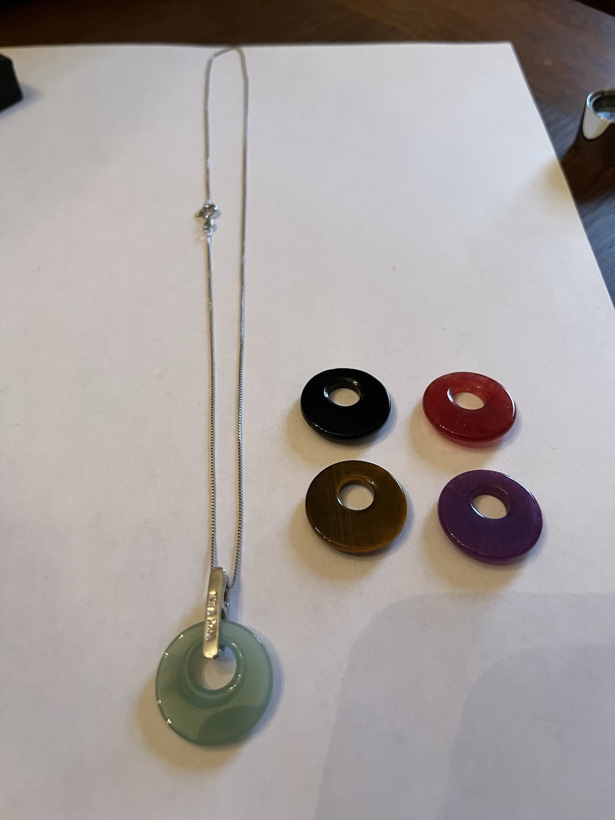 Vintage QVC Changeable Stone Sterling Silver Pendent Bail And Necklace