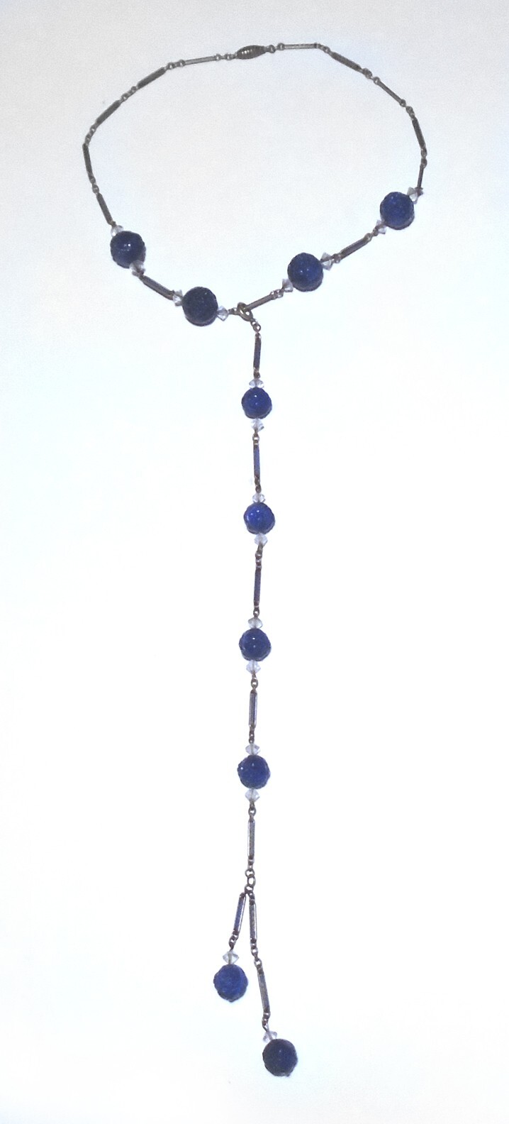 ART DECO MAX NEIGER Bros CZECH GLASS Enamel Y NECKLACE Convertible to CHOKER