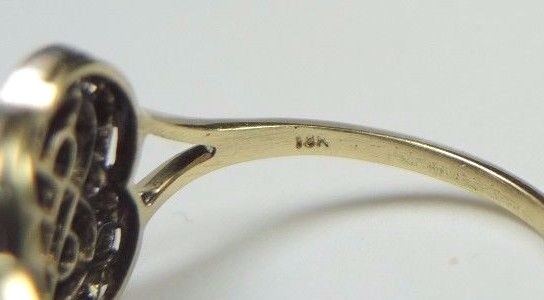 Victorian Art Deco Diamond Ruby 18K Yellow Gold Ring Size 9 UK-R1/2 Fine