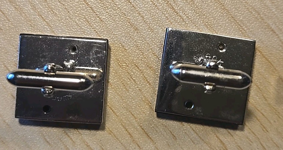 Vintage SWANK Cuff Links Tie Clip “W” Set Initial Silvertone Black Signed