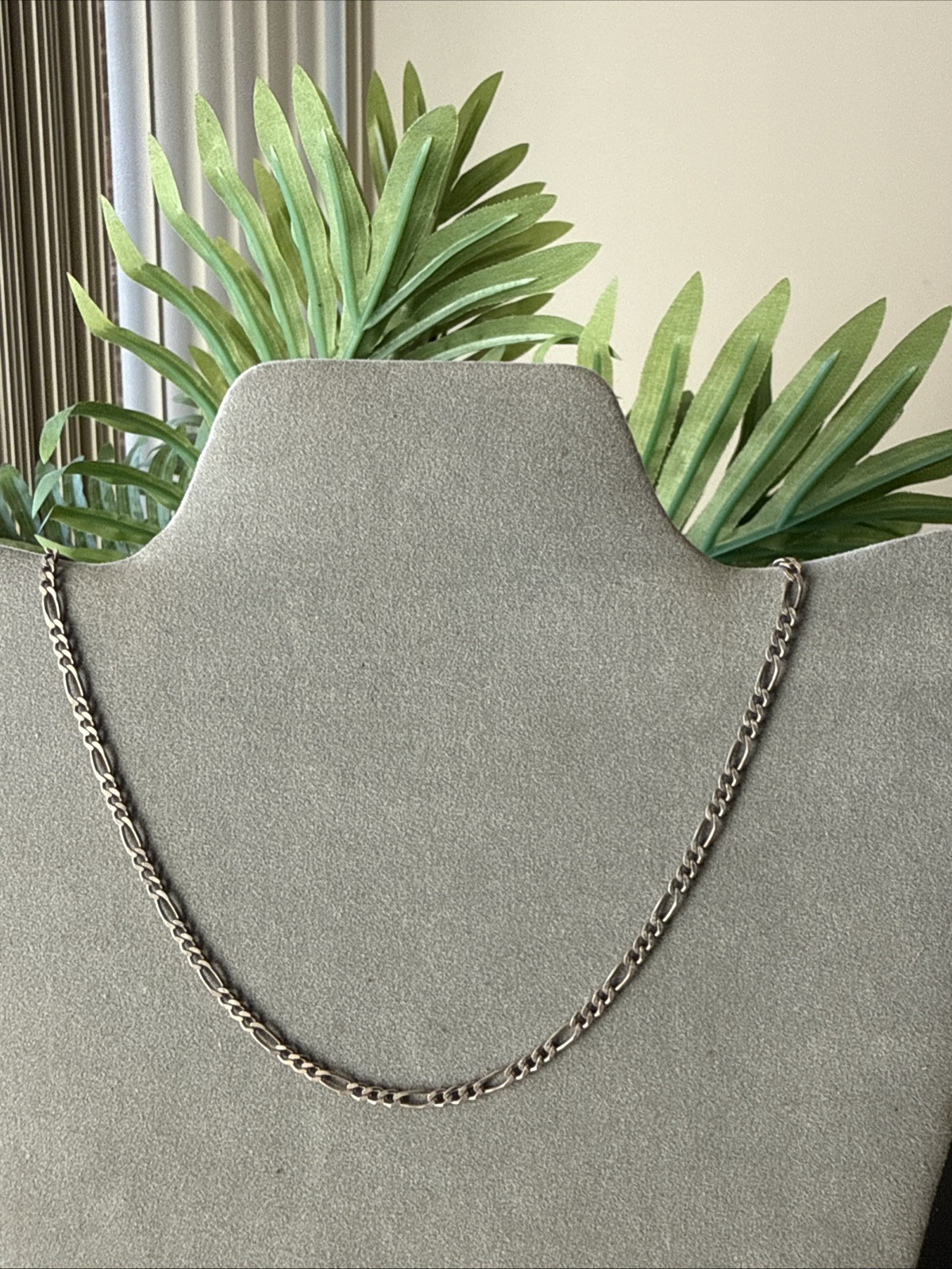 Vintage Fígaro Chain Necklace 16”Long 3mm Width Sterling Silver 925 Italy