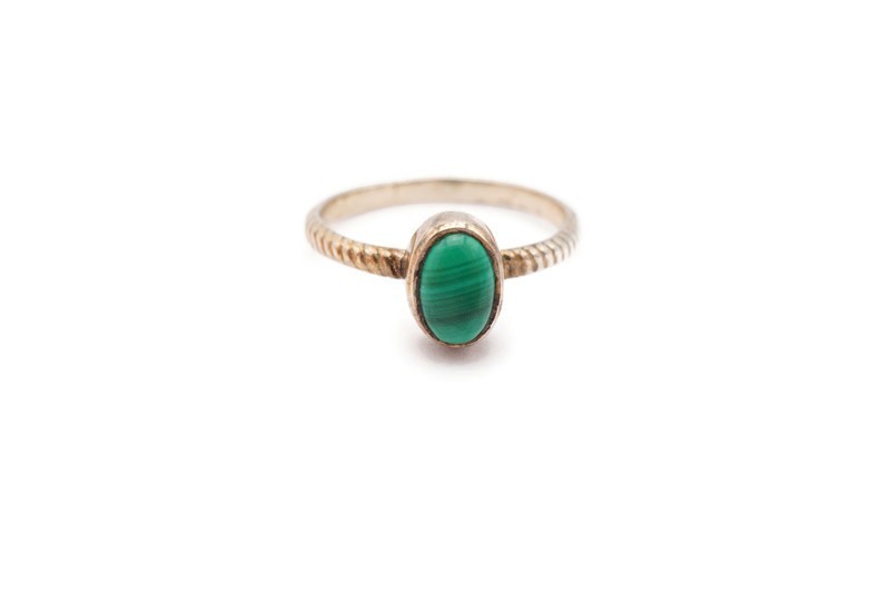 Vintage Sterling Silver 925 Malachite Ring Size 4.25