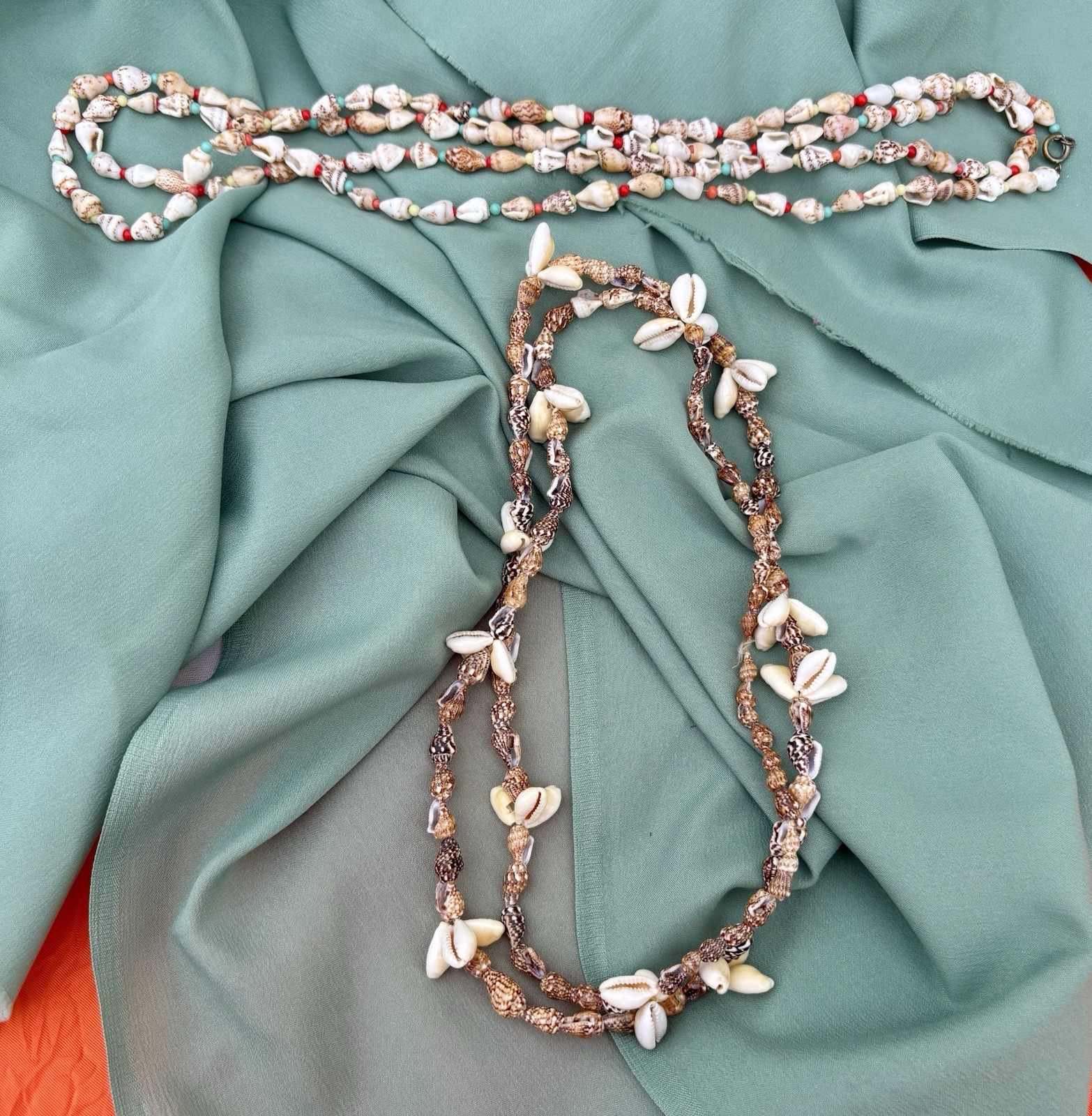 TWO Vintage Sea Shell Necklaces Boho Beach Theme