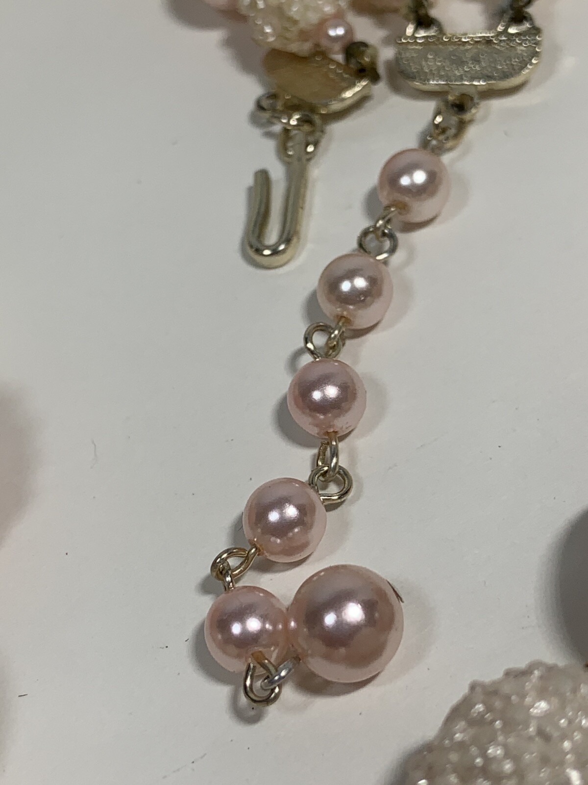 VTG JAPAN 2 Tier Bead NECKLACE Shades Of Pink POPCORN Textured KNIT Graduated
