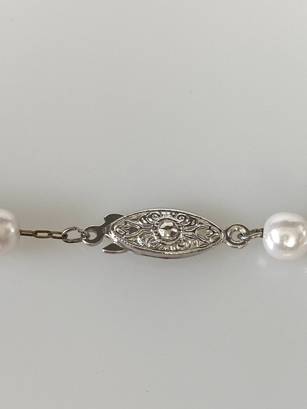 Japan Necklace Faux Pearls Fish Hook Clasp 16” Vintage Classic Elegant Jewelry