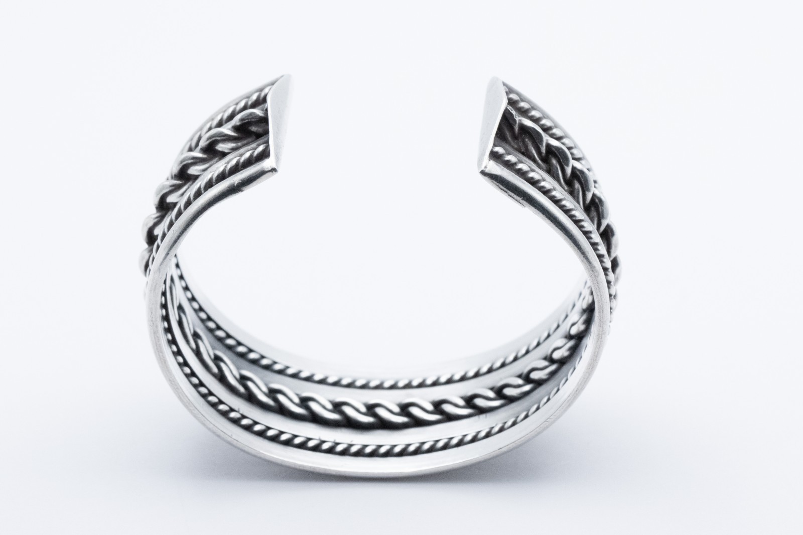 Navajo Sterling Silver Triple Twisted Wire Wide Cuff Bracelet 78.6g Vintage 925