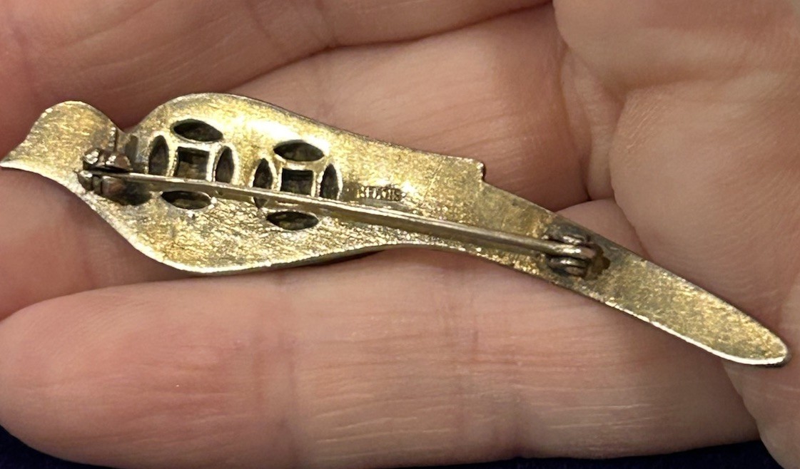 Vintage Antique Sterling Silver Colorful Enamel Parrot Bird Brooch Pin READ