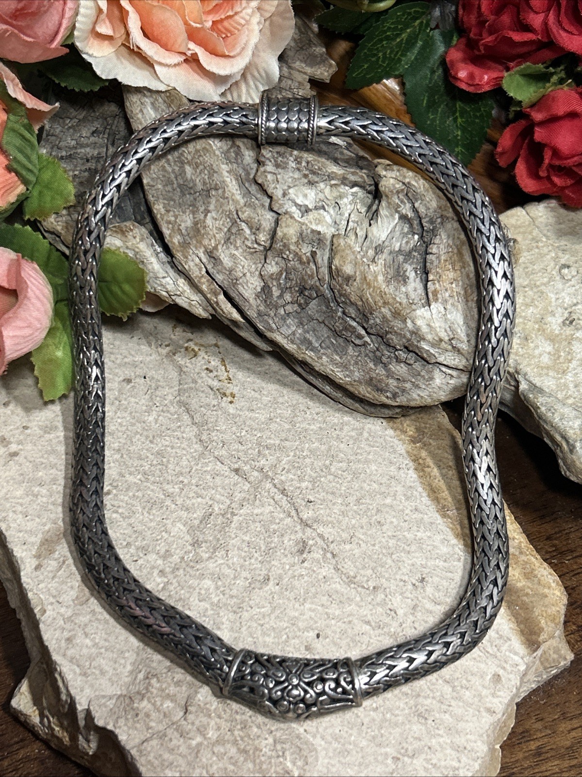 41. Vintage 925 Sterling Wheat Oval cut Thick Chain Necklace 16 3/8″, 112.6g
