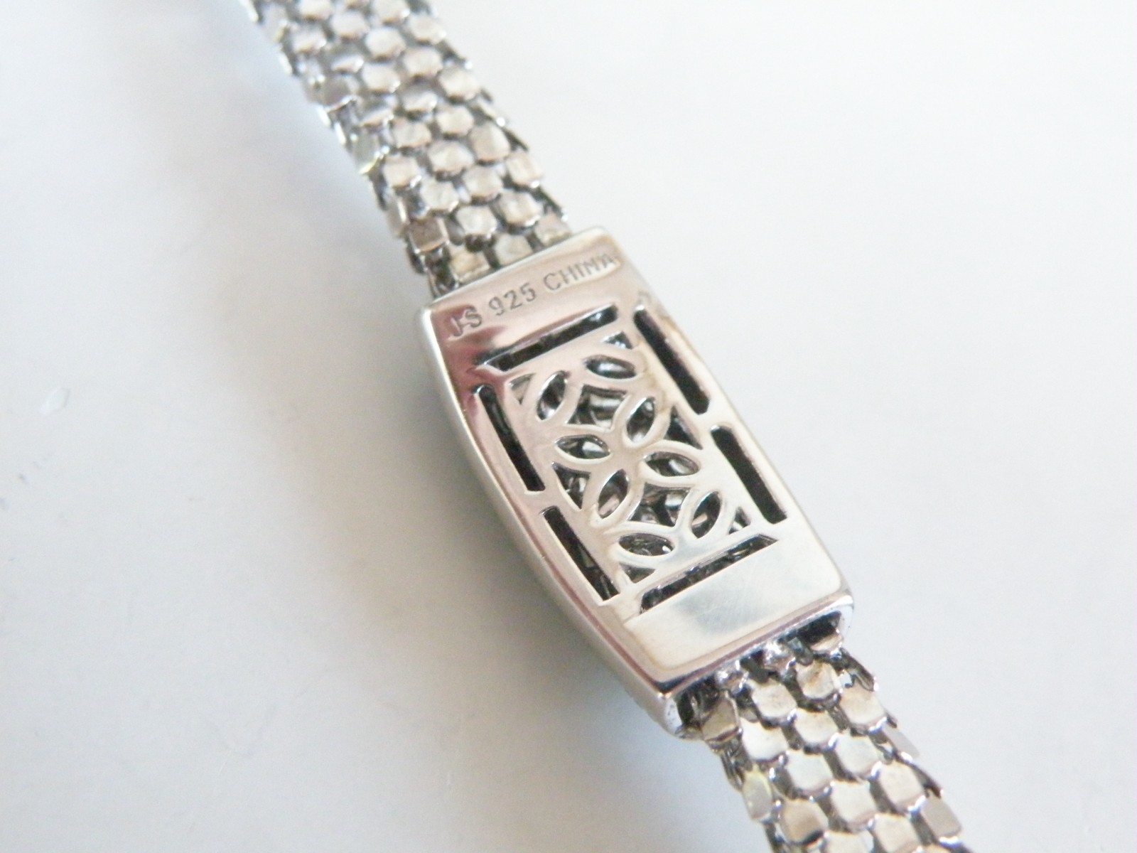 Sterling Silver 925 Natural Irradiated Blue Diamond Mesh Popcorn Bracelet 7″