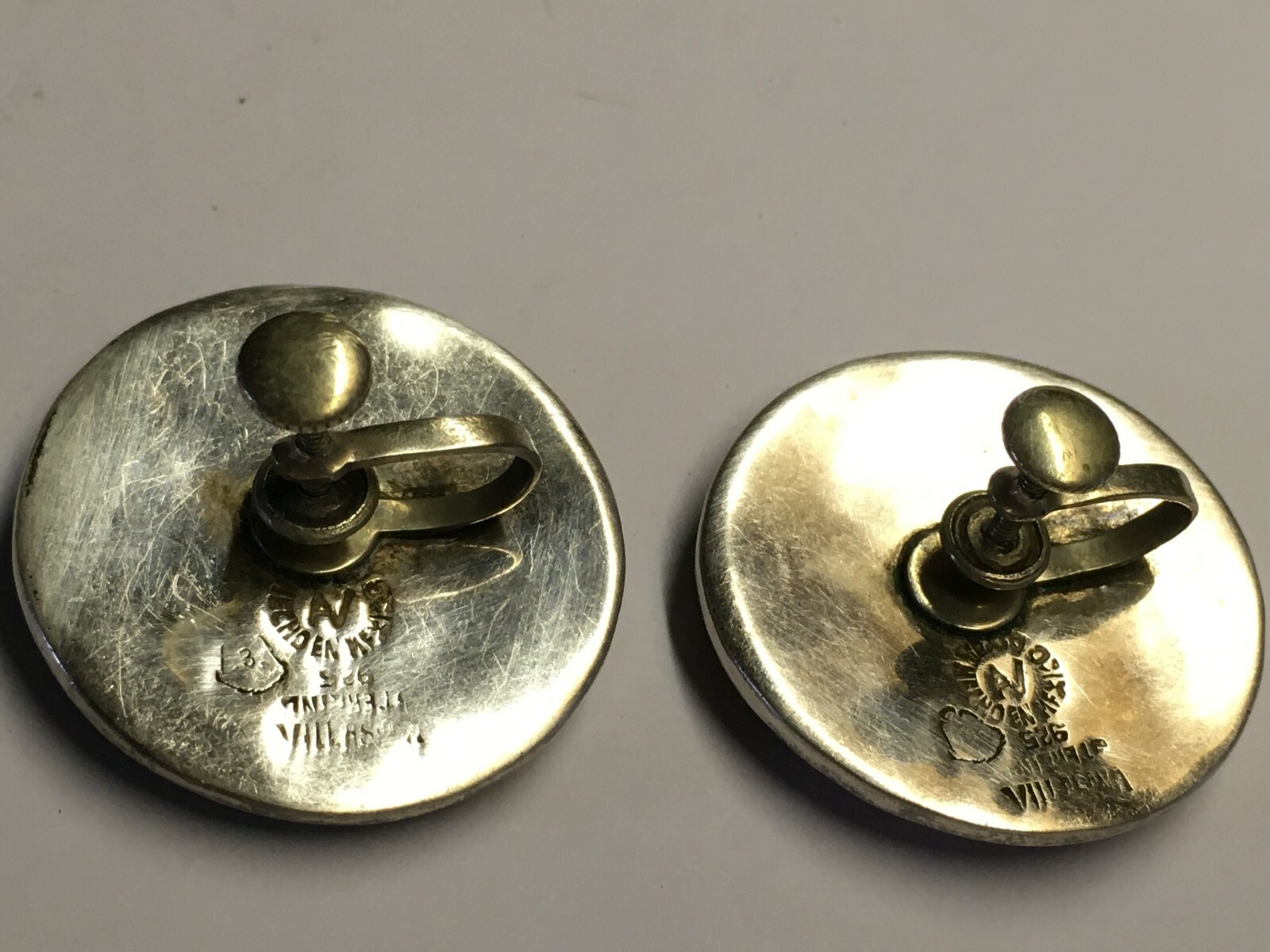 Vtg Mexico Taxco Artemio Navarrete Spratling Sterling Abalone Shell Earrings