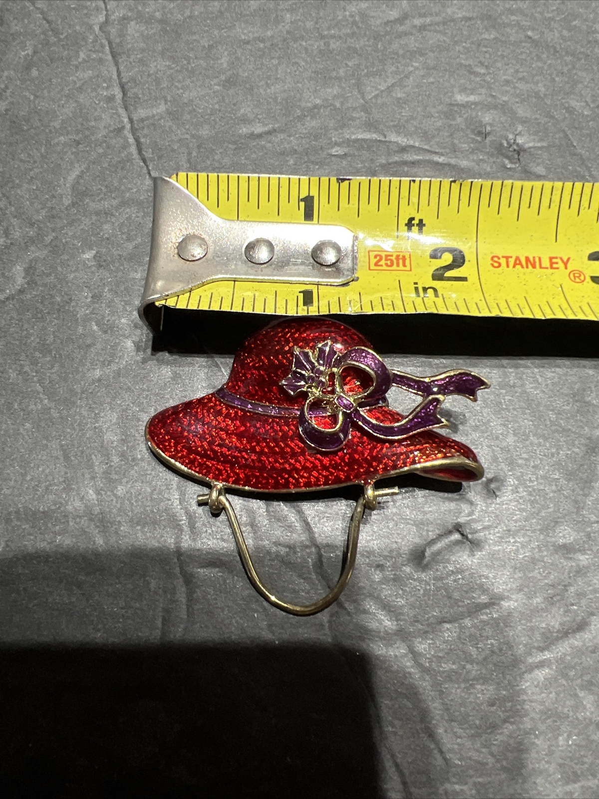 Vintage Red Hat Enamel Pin Gold Tone 2″ Lot 7