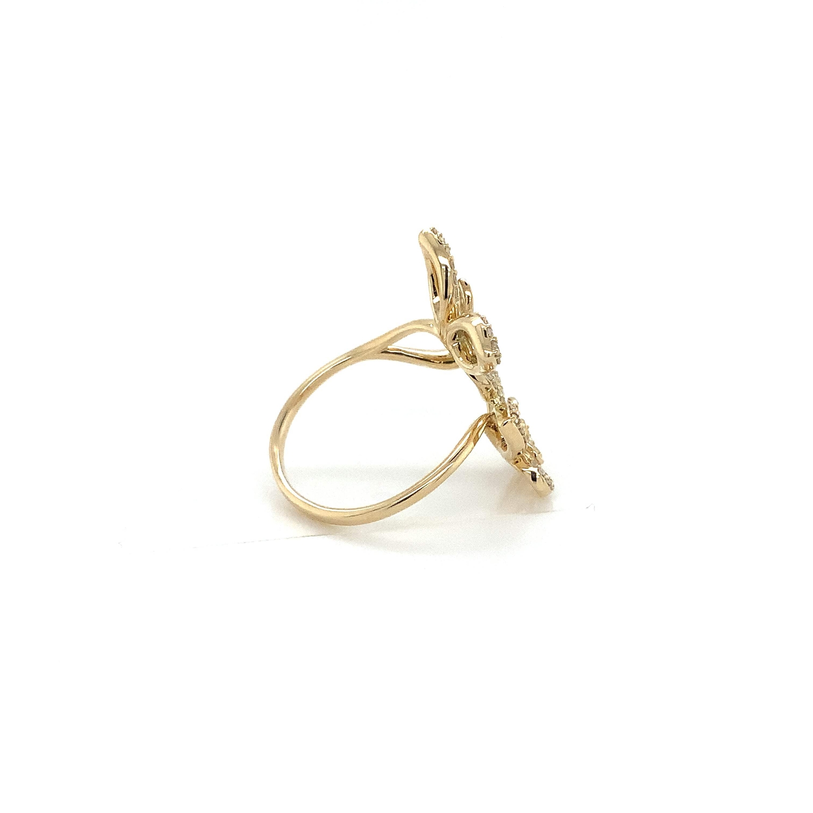 Roman+Jules 2 Butterfly Bypass Right Hand Diamond Ring Fashioned in 14K Y/G