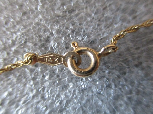VINTAGE PINK GLASS 14K YELLOW GOLD BEAD CHOKER NECKLACE – 16.5″