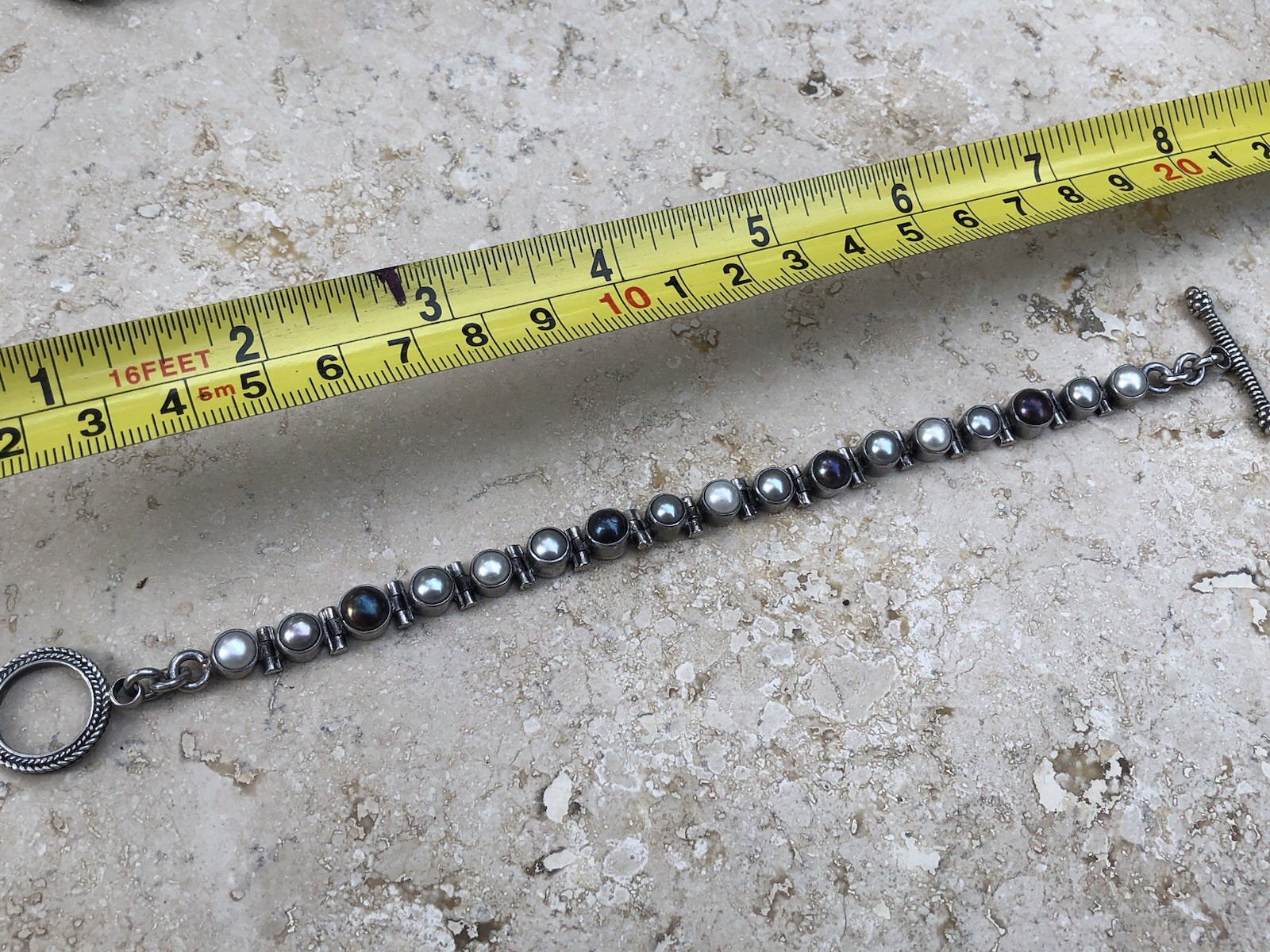 🤍✨Genuine VINTAGE STERLING SILVER Multicolor PEARL BRACELET ESTATE Jewelry✨🤍