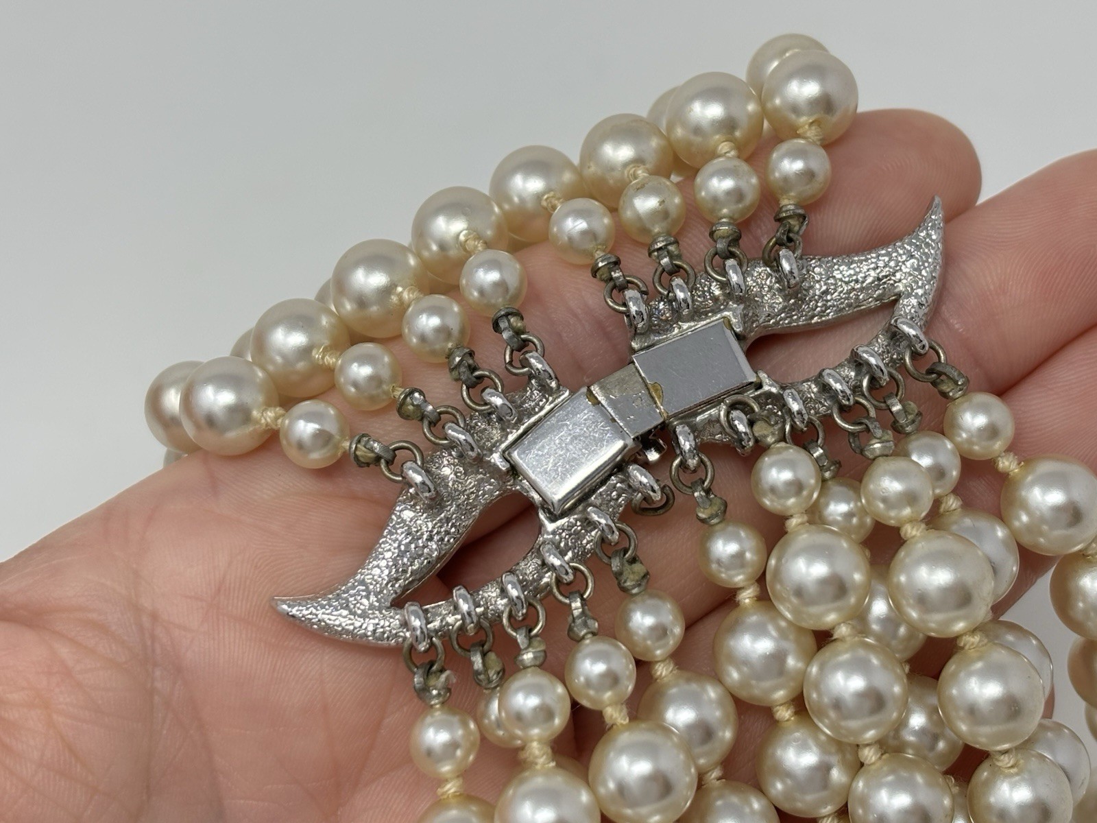 Vintage 60’s Valjean Cascading Pearl Fringe Collar Necklace Statement Piece