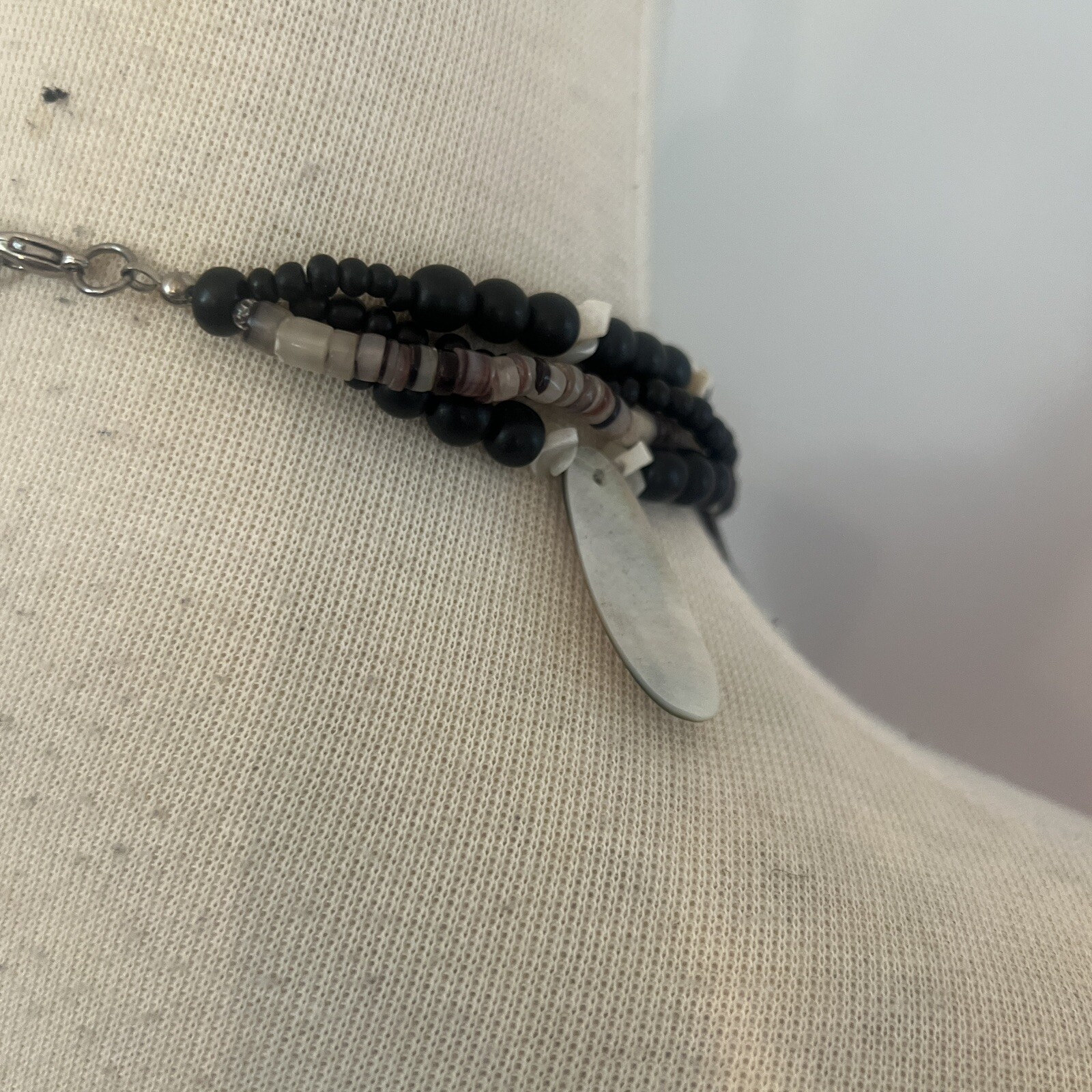 Vintage Necklace Estate Jewelry Abalone Mother Of Pearl Beaded Statement Piece