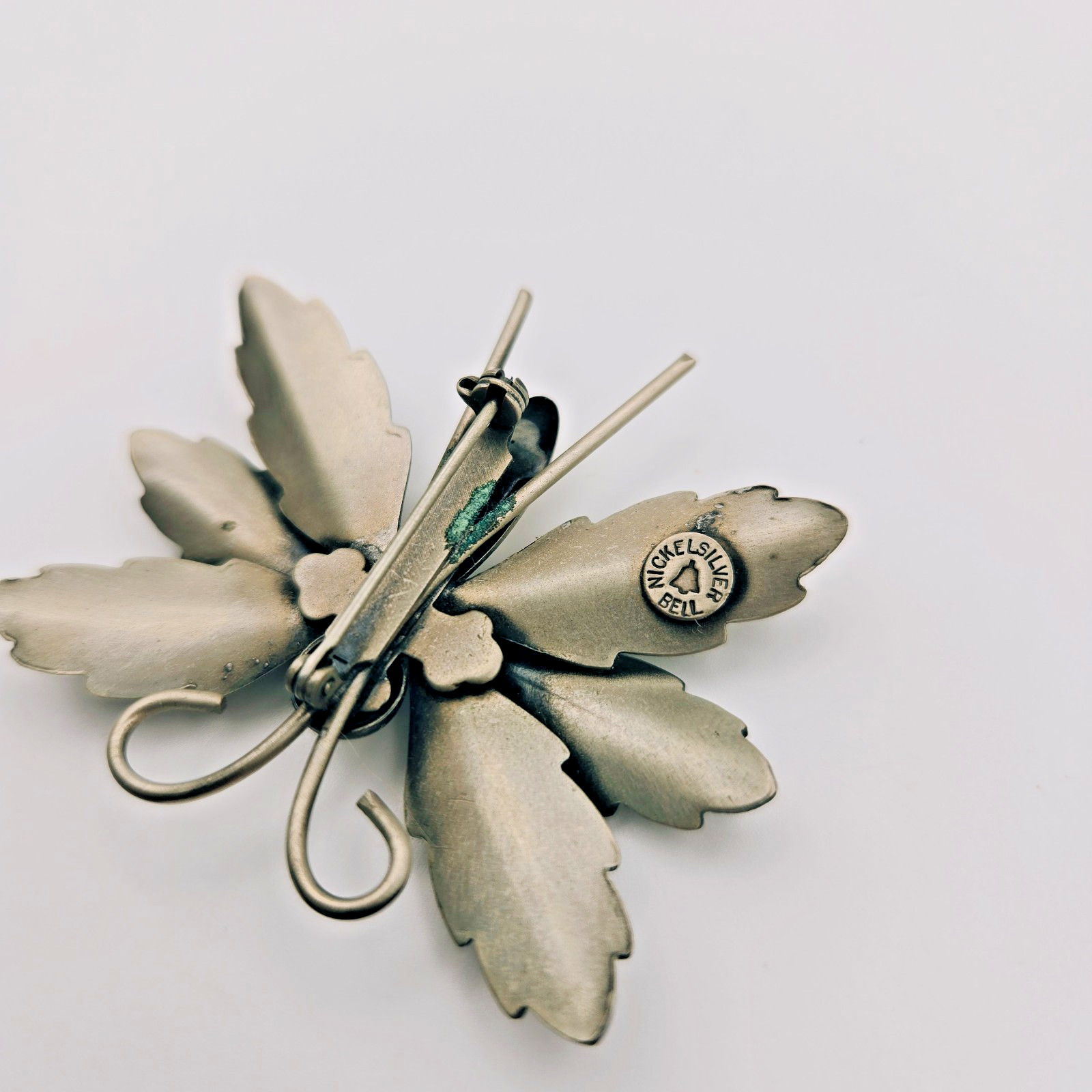Bell Trading Post 1950s Butterfly Brooch Nickel Silver Vintage Signed Pin MCM