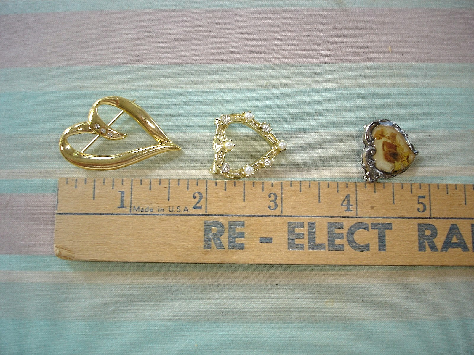 Vintage LOT of 6 HEART & ANGEL Pin Brooches-4 Heart, 2 Angels-Pearls Rhinestones