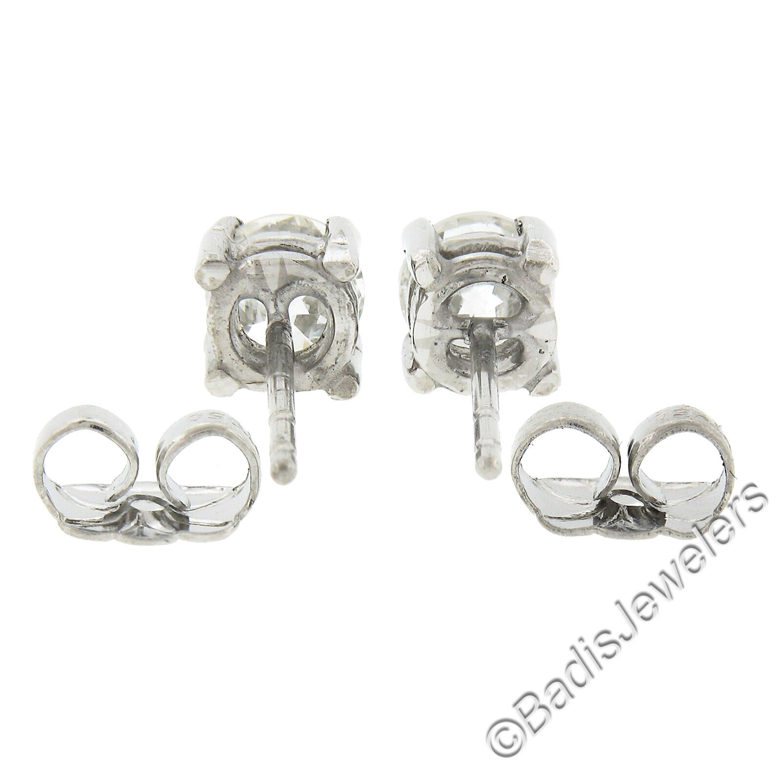 Antique Platinum 1.0ctw GIA Certified Old European Prong Diamond Stud Earrings
