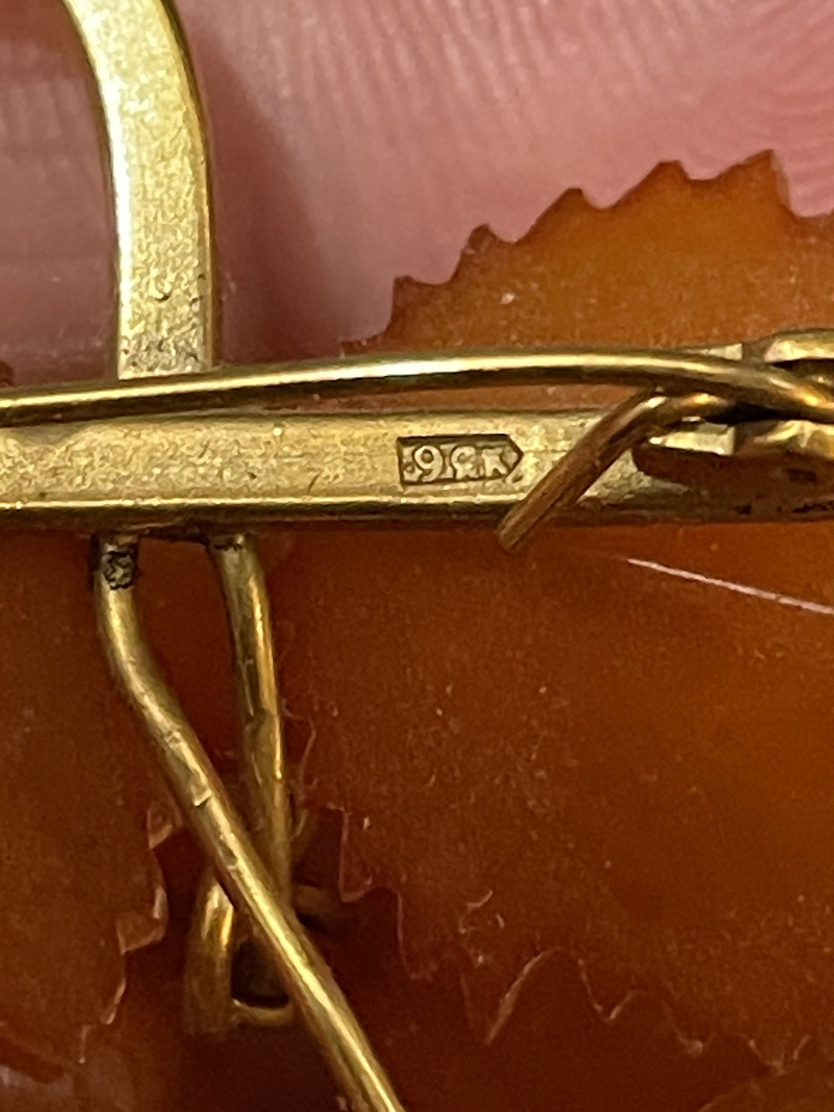 Russian 9RK Gold Gilded Amber Grape Cluster Pin Brooch