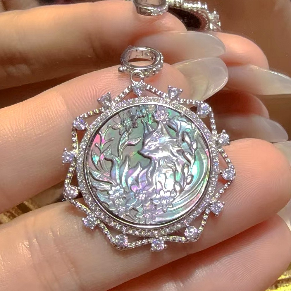 925 sterling silver gray Cameo shell vintage jewelry Pendant estate jewelry gift