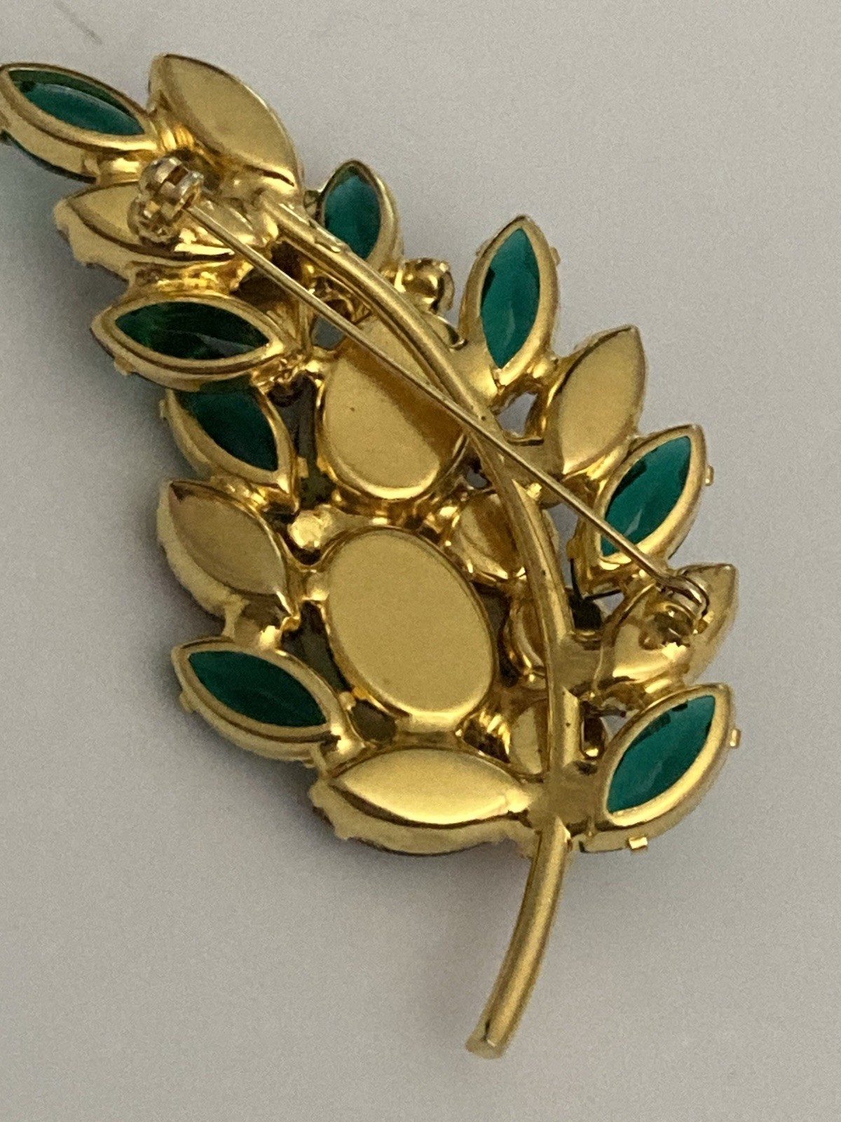 Vintage Stunning Stacked Rhinestone Leaf Brooch, Fall Colors