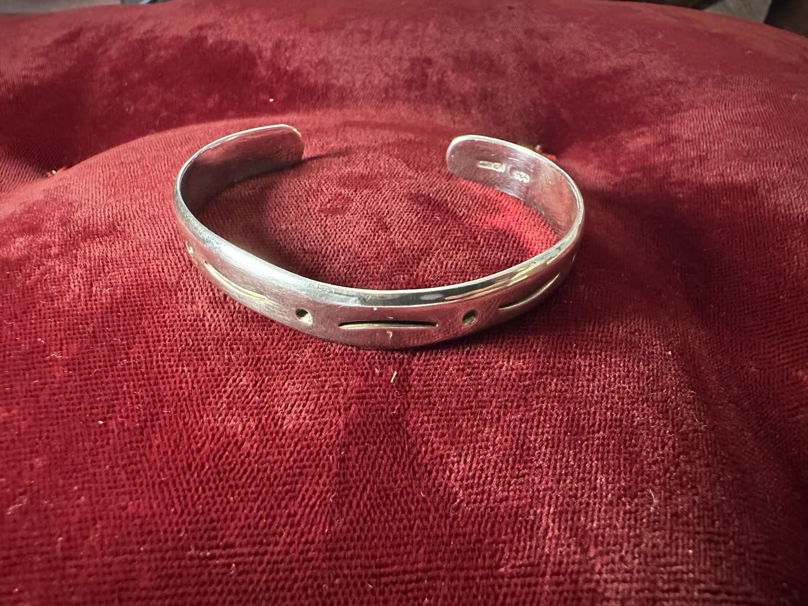 VTG Mexico Sterling Silver Modernist Cutout Cuff Bracelet Signed Mexico 21.4g