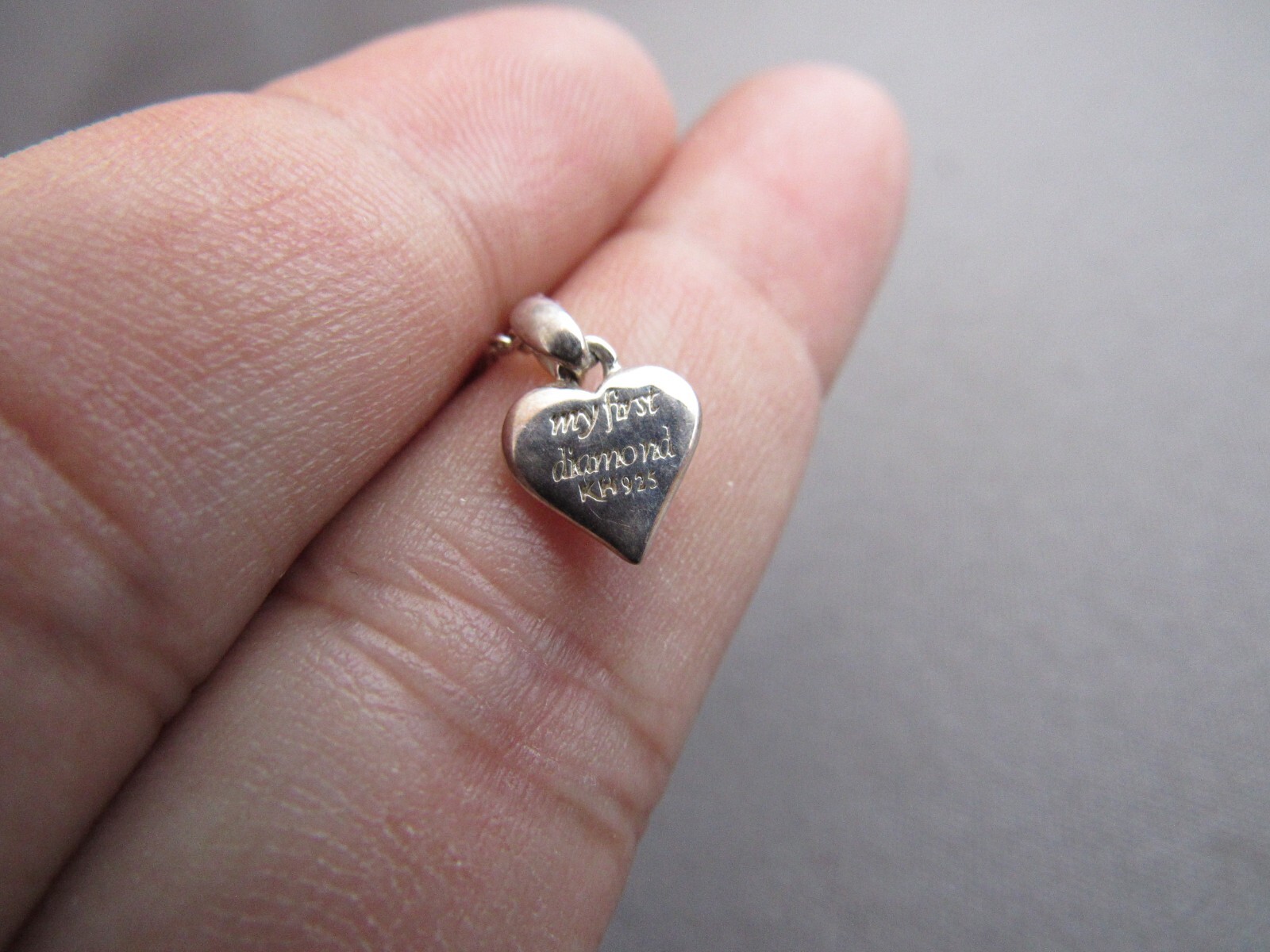 VINTAGE KH KIT HEATH STERLING “MY FIRST DIAMOND” HEART PENDANT NECKLACE