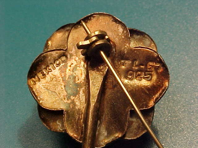 Vintage 925 Sterling Silver Mexico Flower Brooch Pin TL-67 Los Castillo Taxco