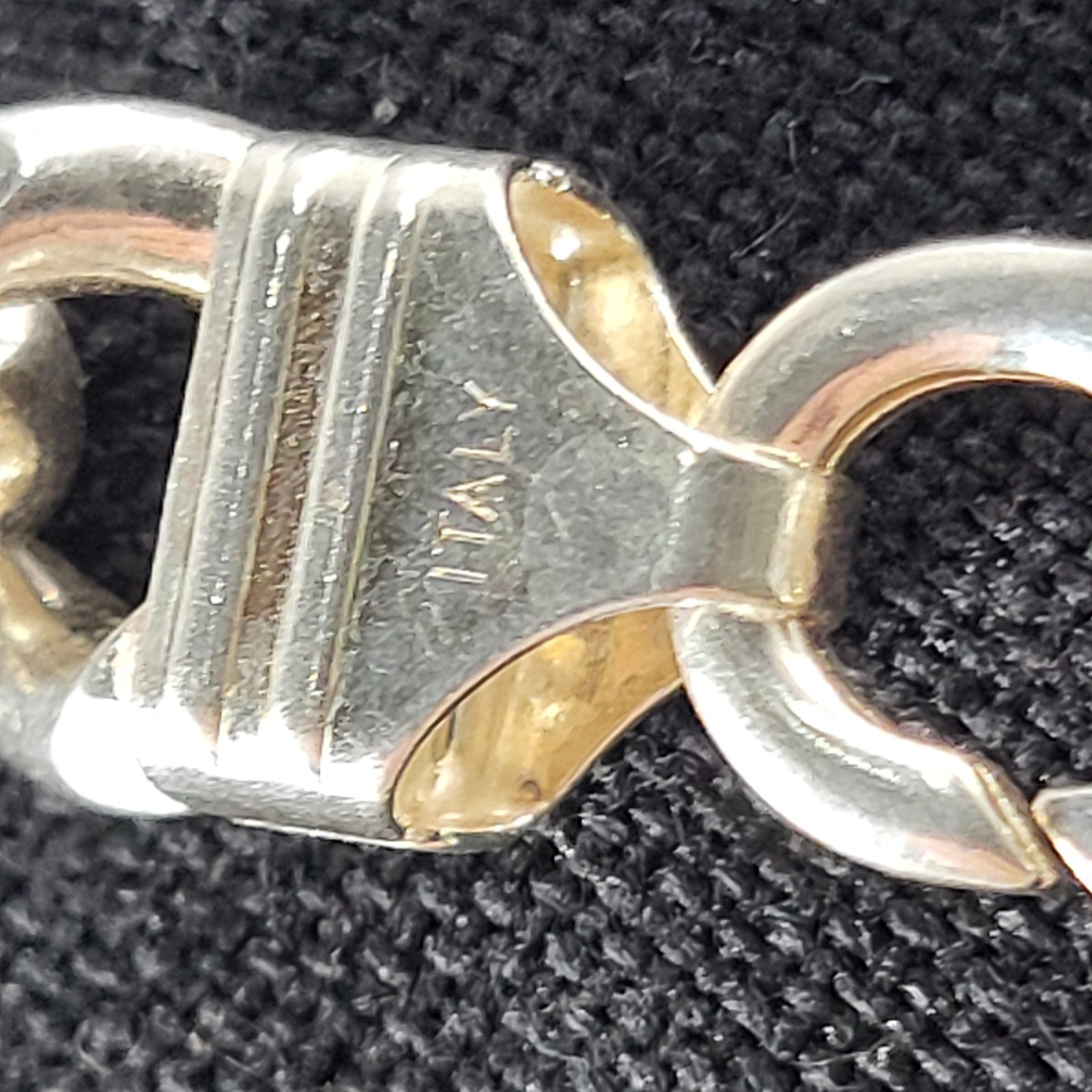 Vintage Italy Figaro Chain Necklace Rhodium Plate 20″ Sterling 89 Grams 11 mm