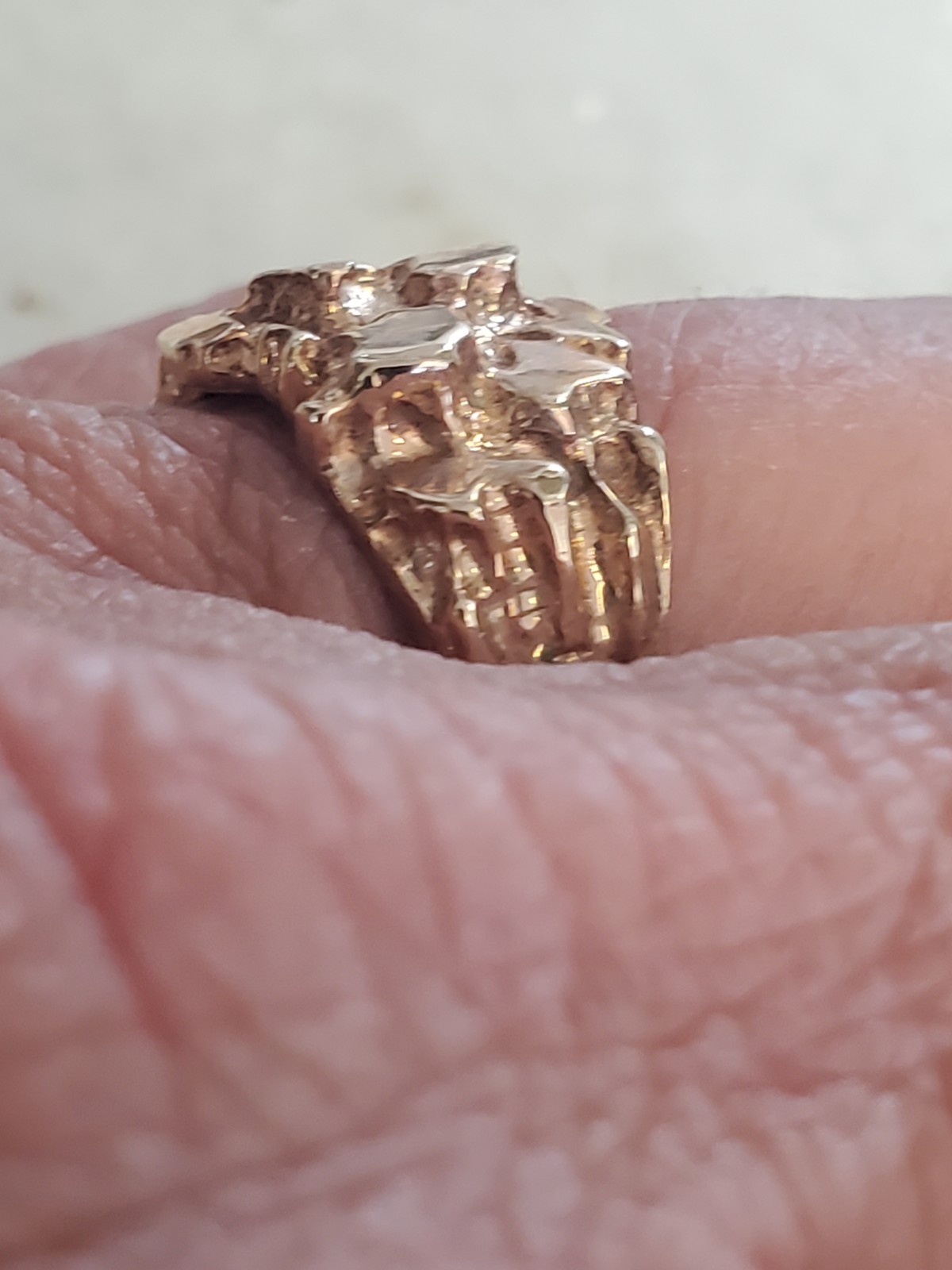 Vintage 14K Gold Plated Nugget Ring Size 6.5