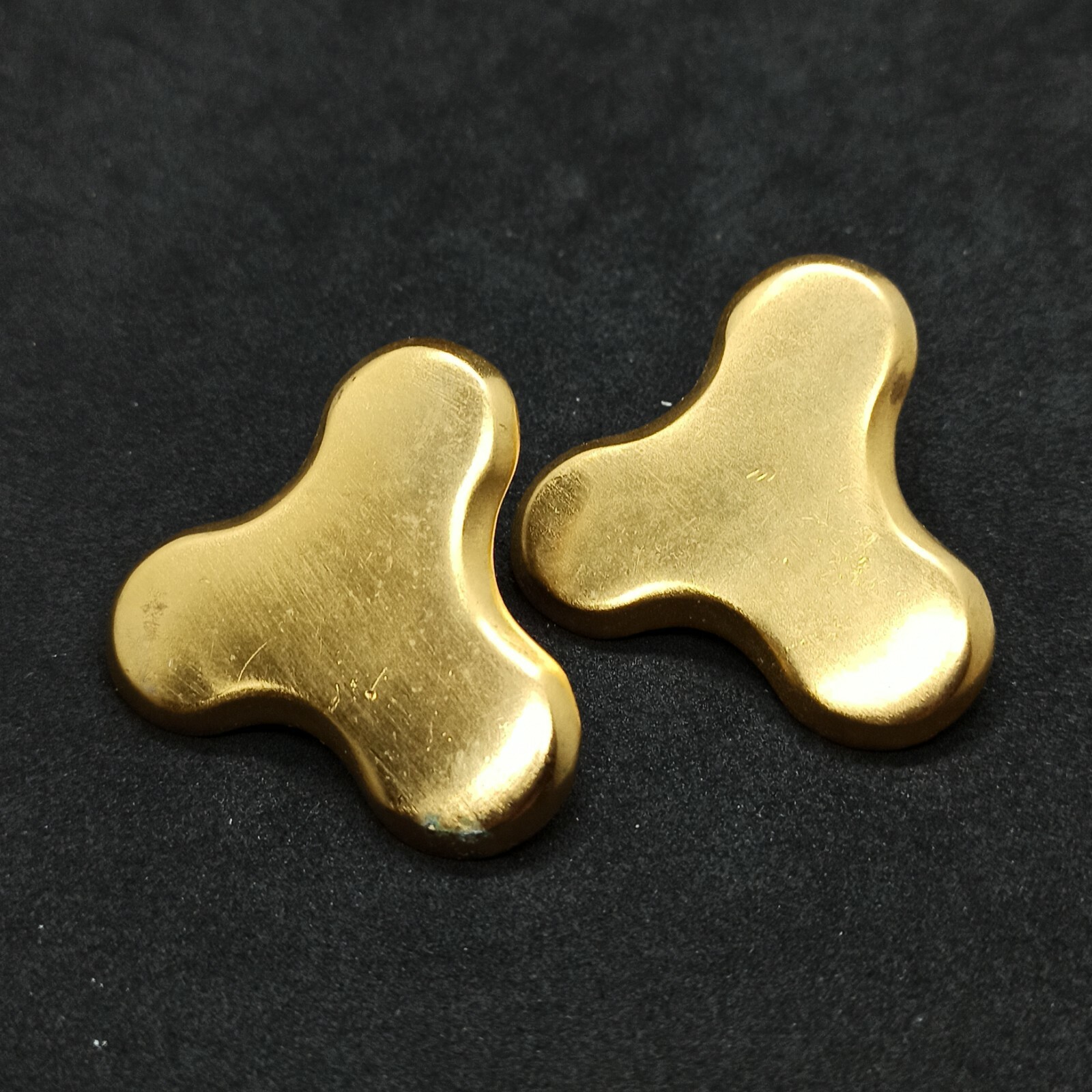 Authentic Vintage Signed REVERE Earrings Large Clover Gold Modernist Elegant