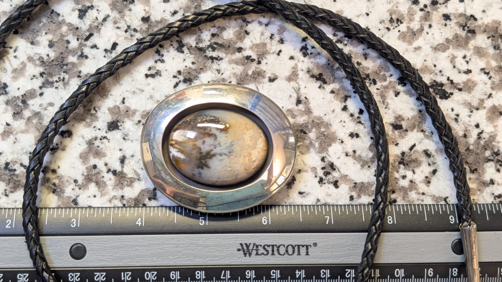 VTG STERLING SILVER BOLO SIGNED ABOUT 36 1/2″ LONG CORD BOLO WEIGHS 50.5+ GRAMS