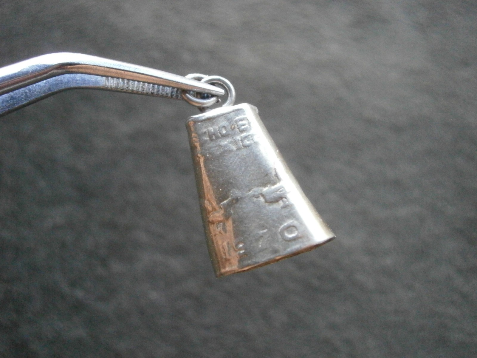 Sheep Cow Bell No Clapper Vintage Mexico Silvertone Bracelet Charm Pendant 1.5g