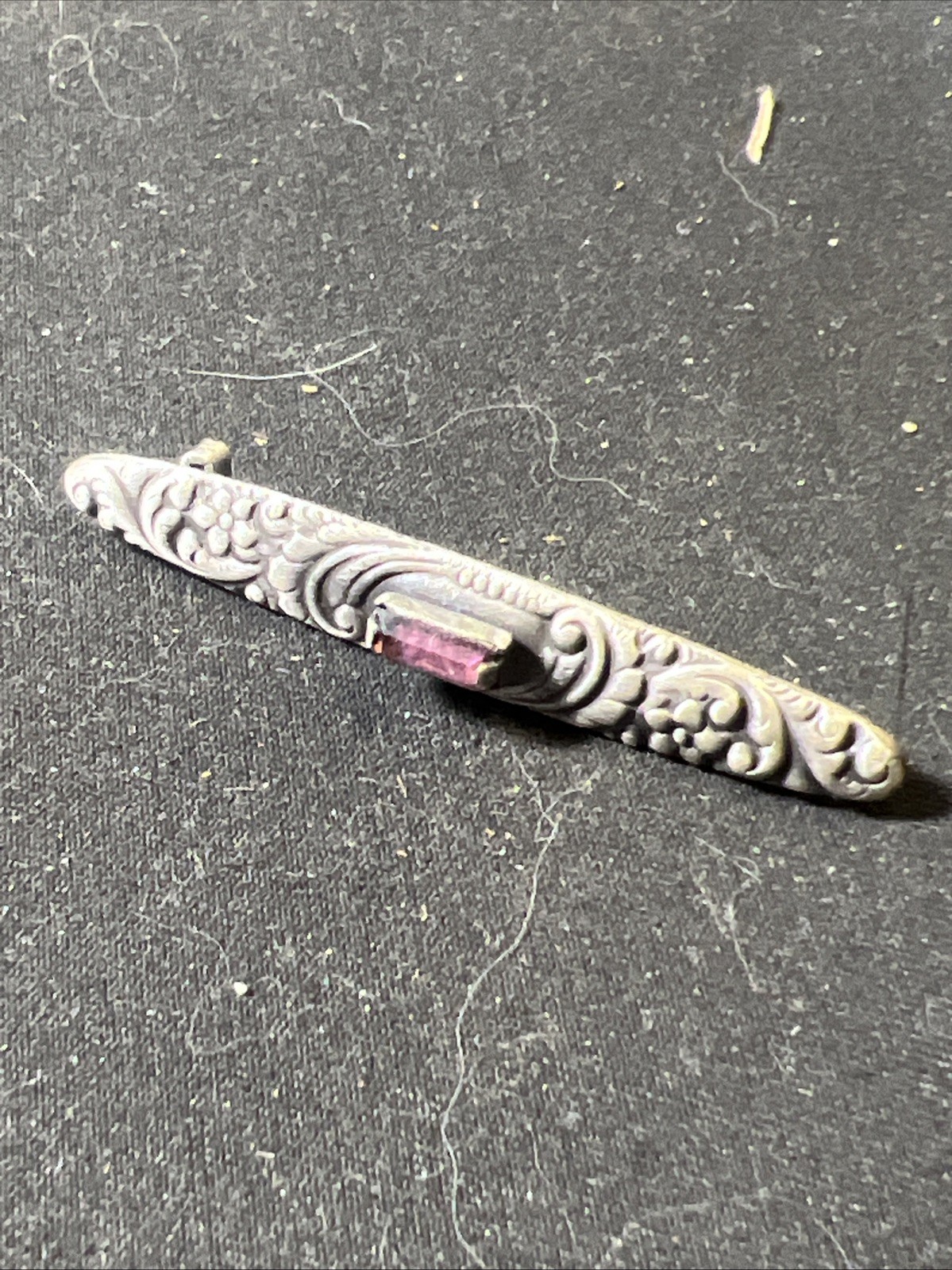 Antique Art Deco Fishson Silverite Rhinestone Bar Pin c.1920’s