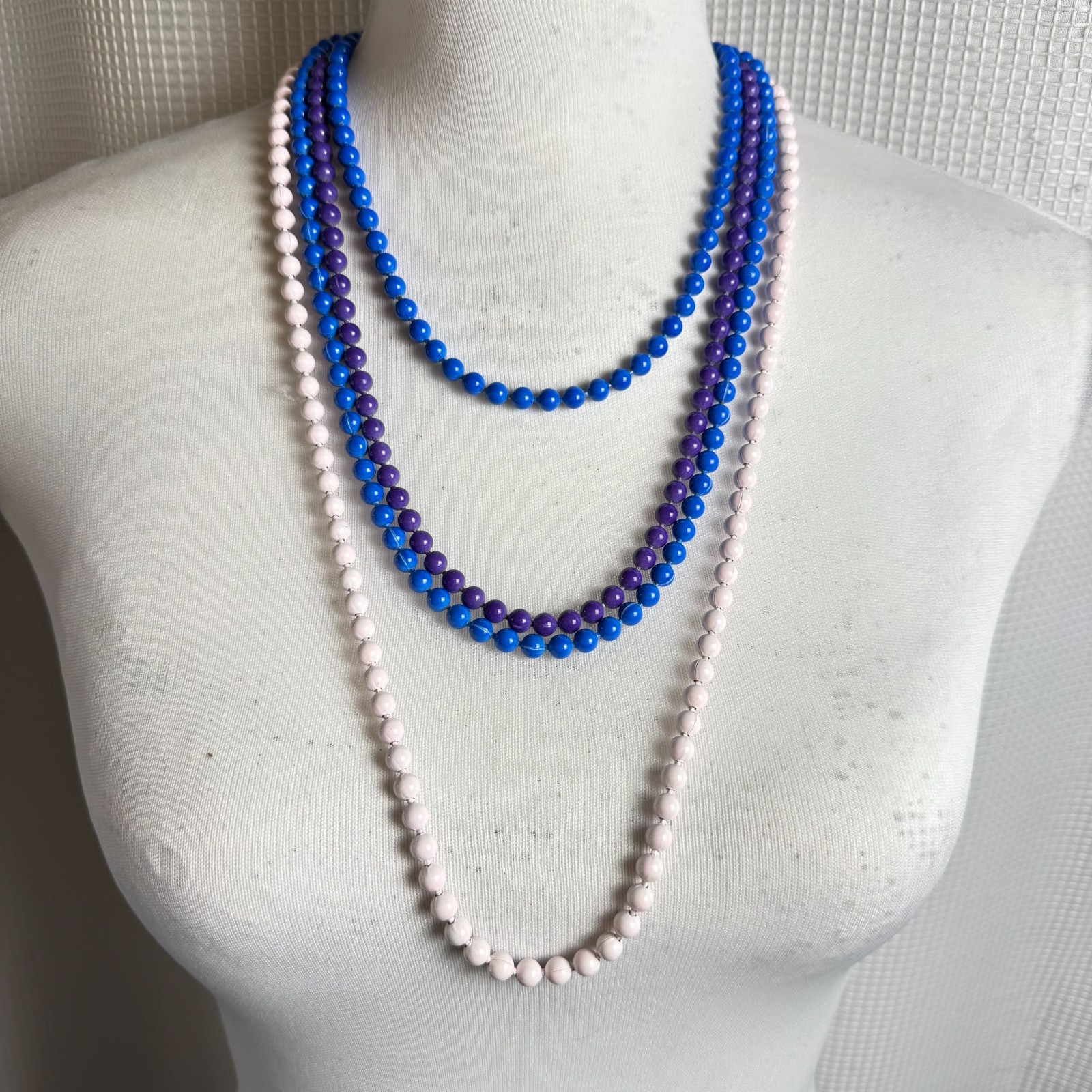 Lot of 4 Vtg Oops A Daisy Necklaces Purple Blue Blush Pink Enamel Ball Chain