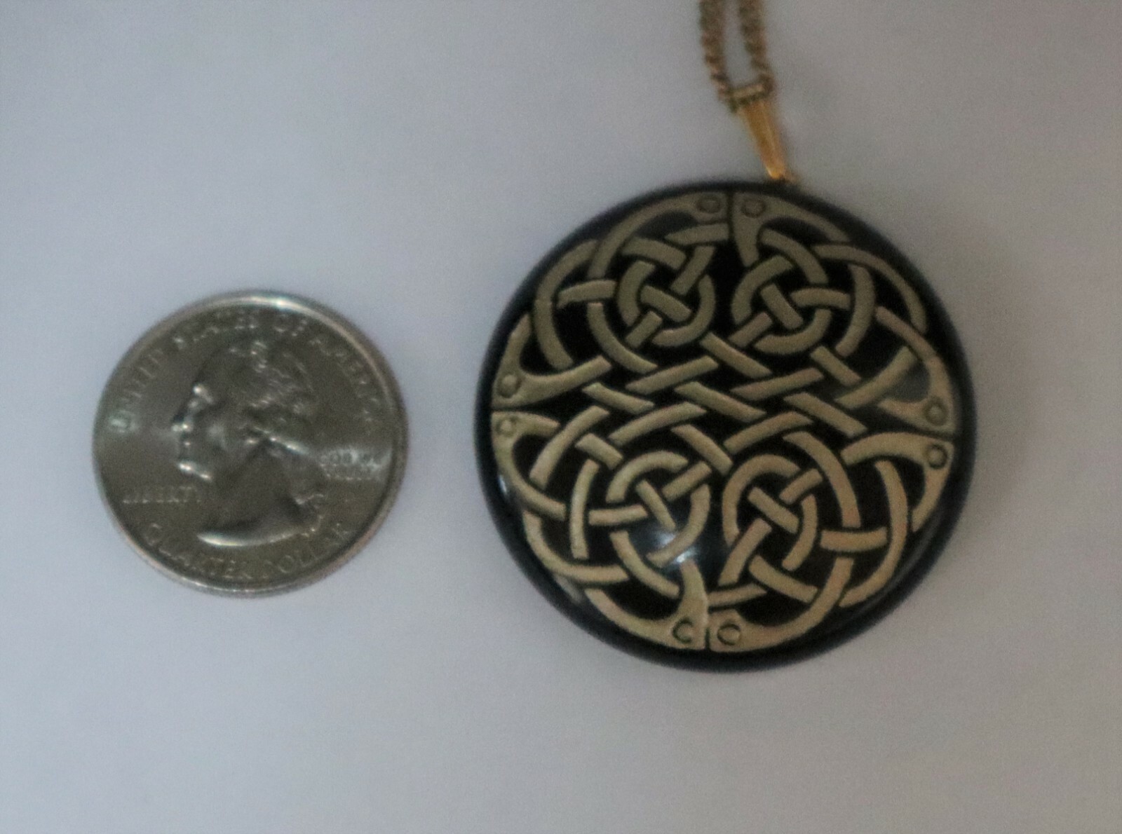 Celtic Knot Basalt Stone Hand Carved Celtic Pendant Necklace signed JOY