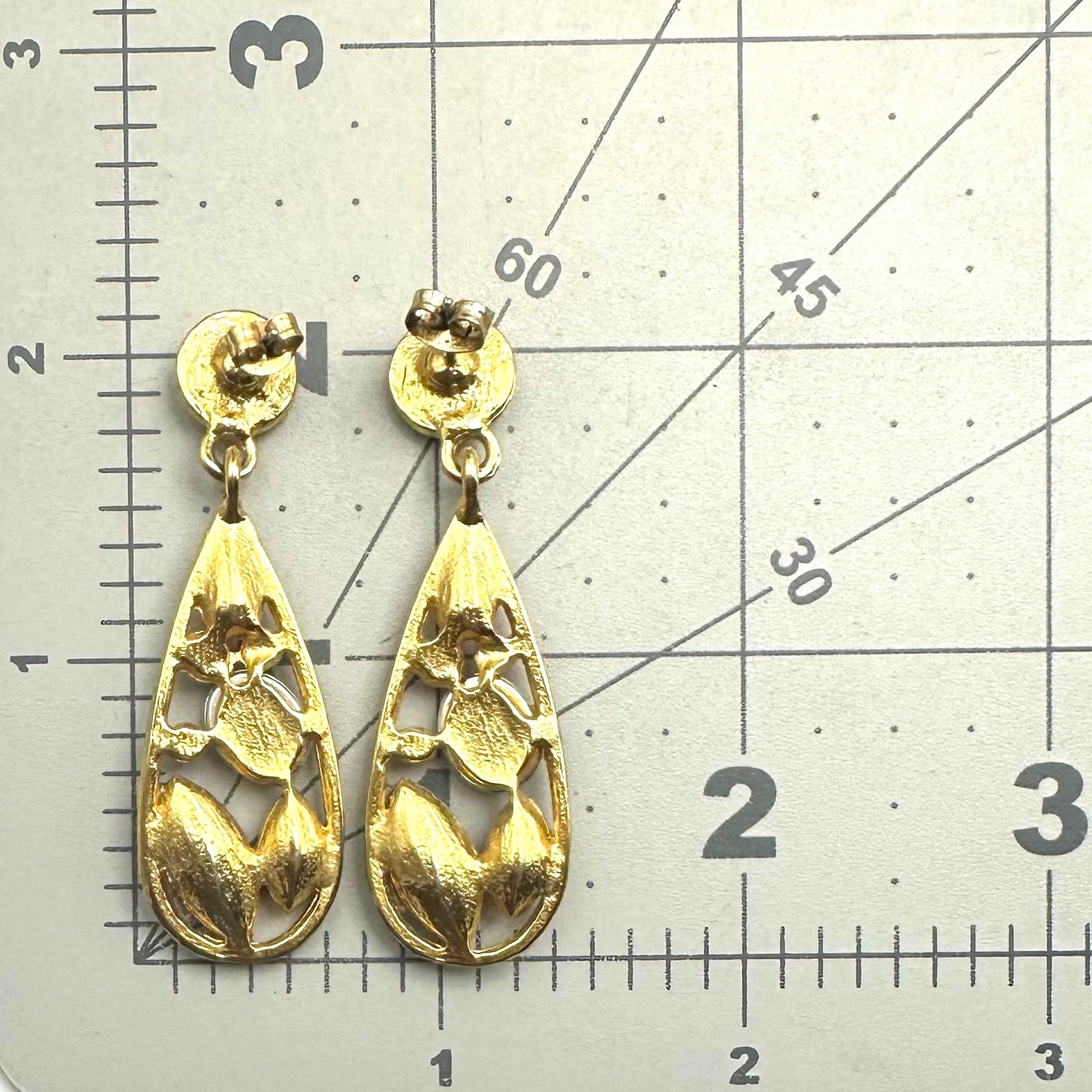Vintage 1990s gold tone multicolor rhinestones dangle drop post earrings