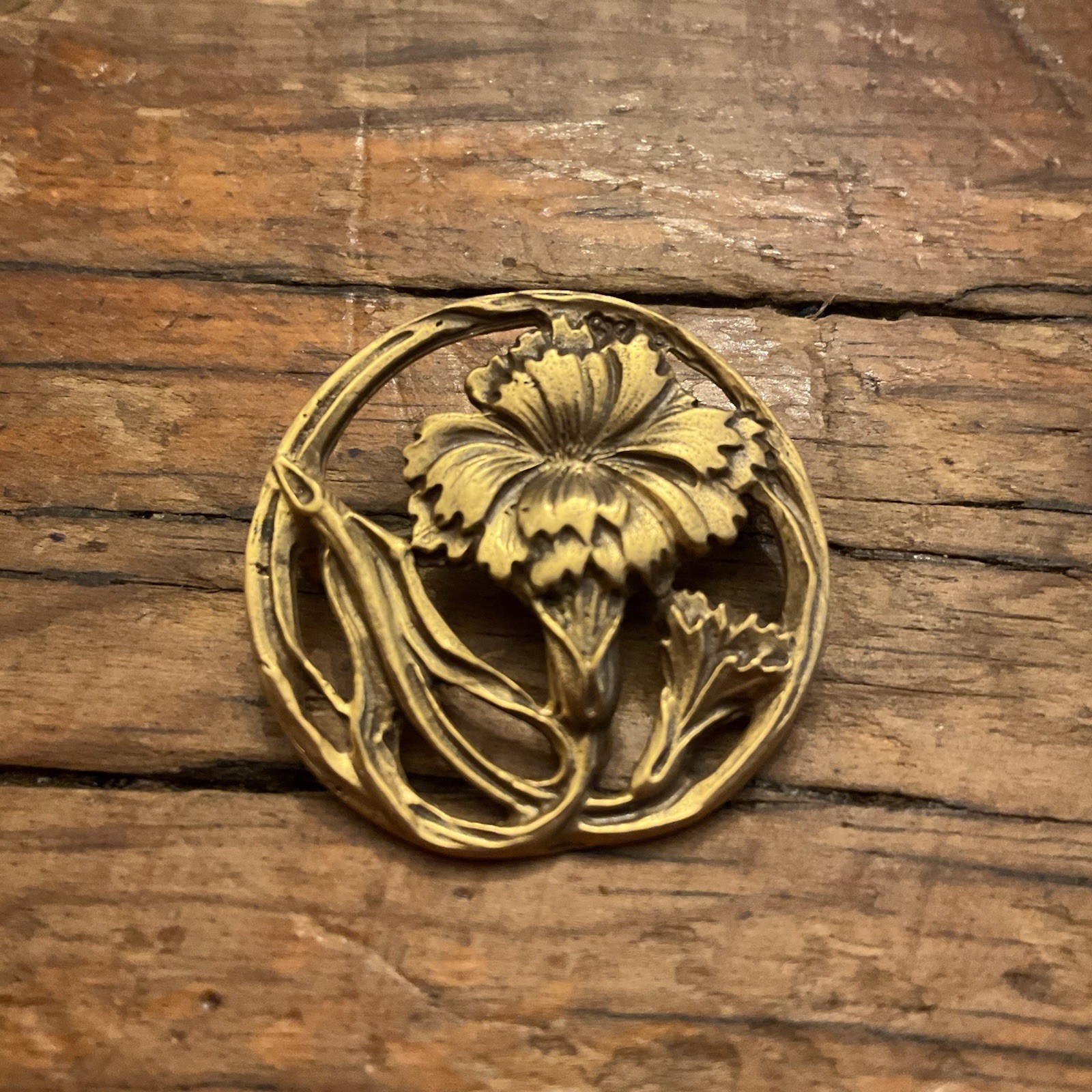 Vintage Alva Studios Floral Flower Garden Gold Tone Pin Brooch~1 1/4 Inches