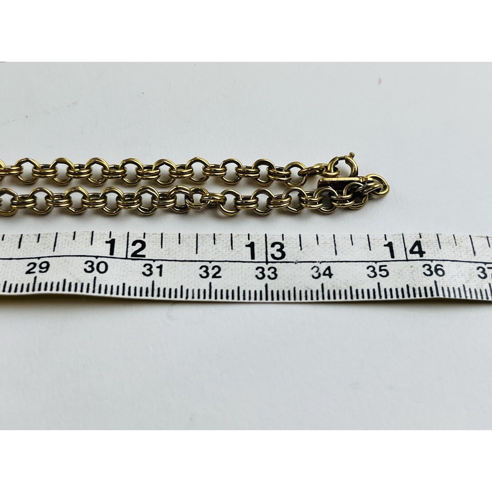 Vintage MONET GOLD TONE NECKLACE Rolo Round Chain Double Link CLASSY! Rare Singl