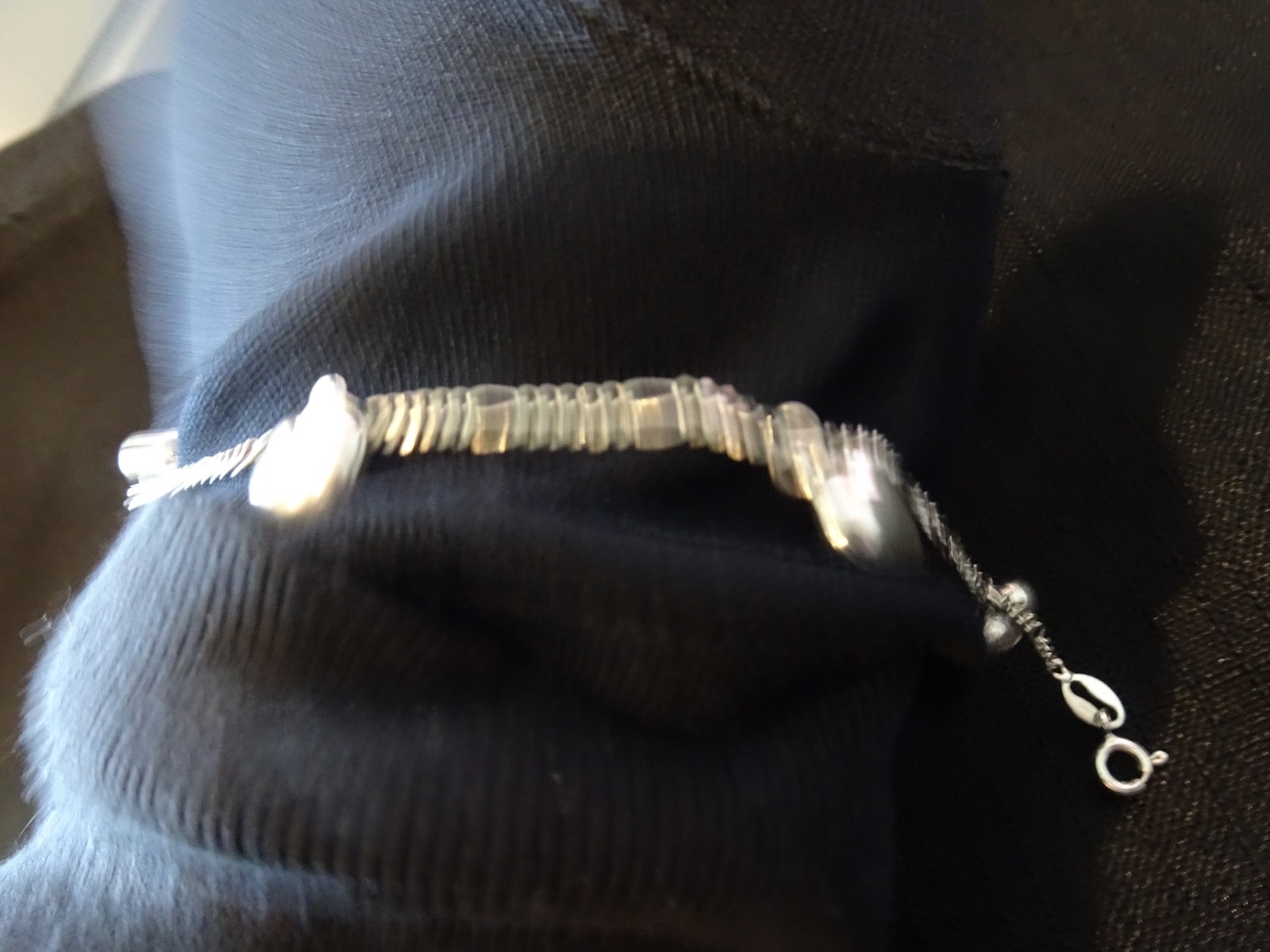 #632–VINTAGE STERLING SILVER PUFF HEART BRACELET-925–ITALY