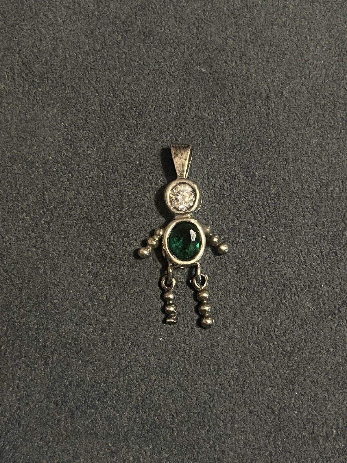 Vintage Sterling Silver May Birthstone People Charm