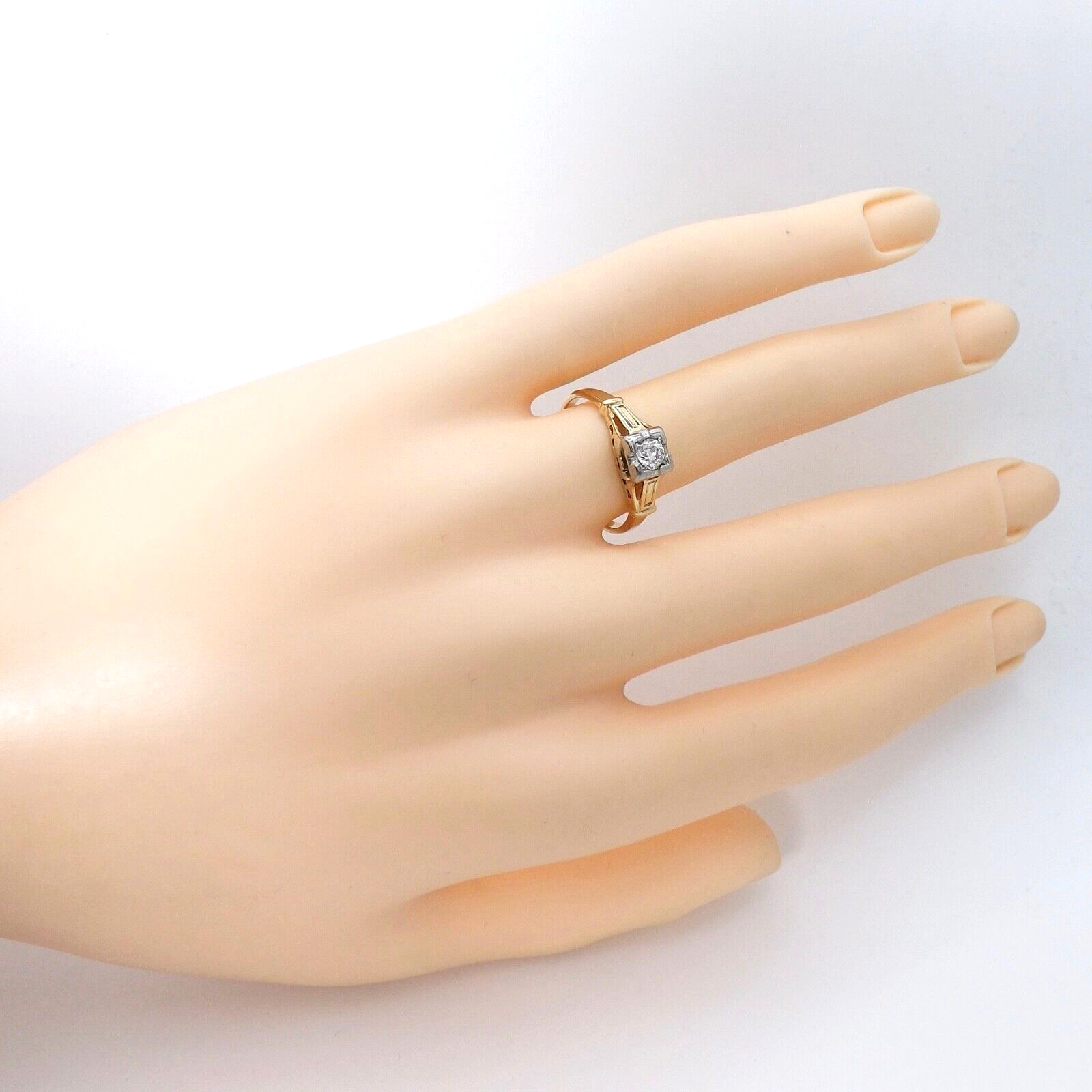 Victorian 14K Gold Old European Cut Diamond Promise Pre Engagement Ring sz7