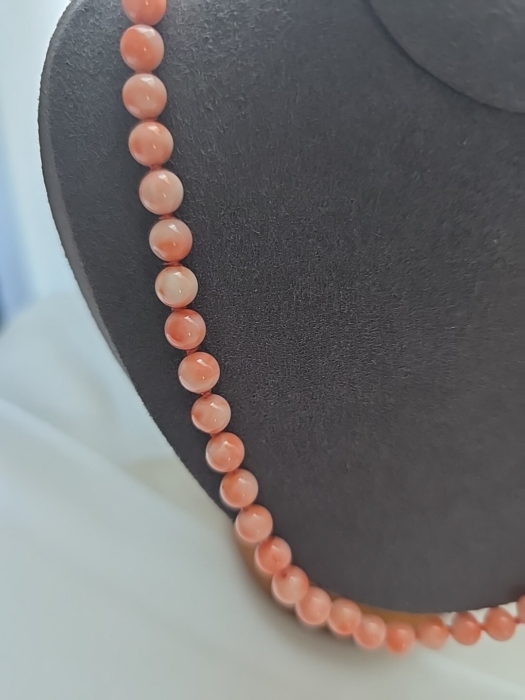 Vintage Coral Salmon 5mm Beads Necklace 19″ Gold Filled Gold Clasp