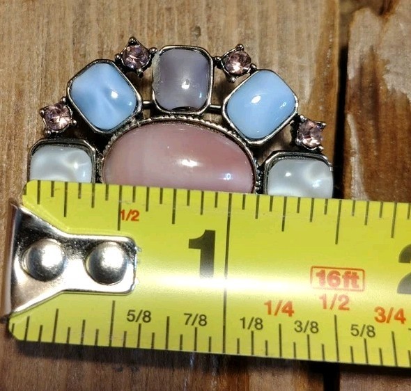 Vintage Liz Claiborne Rhinestone Brooch Purple Pink White Signed LC